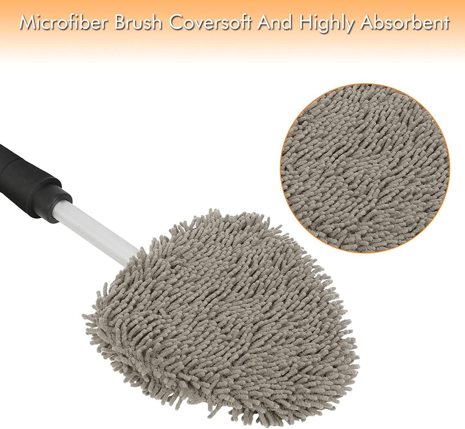 Joyful&Hopeful Car Windshield Cleaning Tool, Car Inside Window Cleaner Tool With Extendable Handle, 4Pc Microfiber And 2Pc Cheni