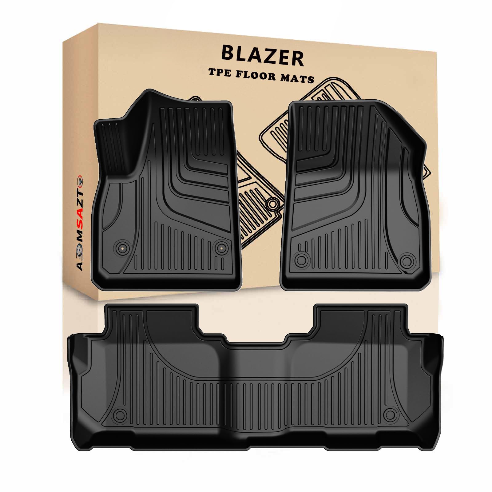 Aomsazto Floor Mats For 2019-2025 Chevy Blazer (Gas Only), Automotive Floor Mats Compatible With Chevrolet 2025 Blazer, 1St & 2N