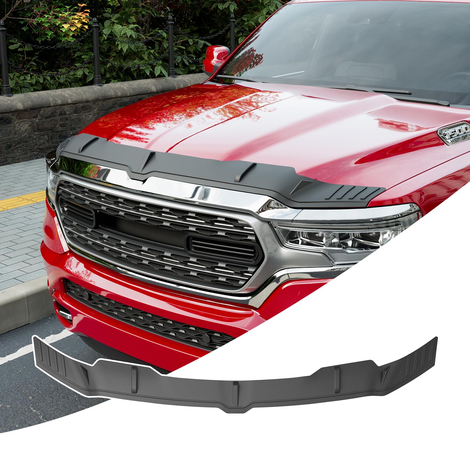 CZmenghe Hood Protector Compatible with 2019-2025 Dodge RAM 1500 Hood Deflector TPE Hood Shield Replacement for 2019-2023 2024 2