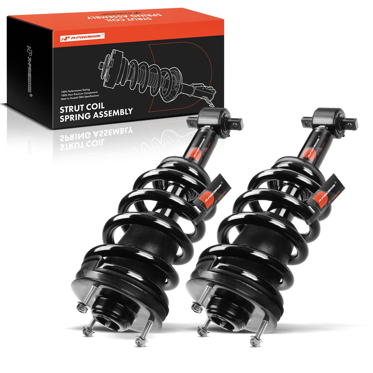 A-Premium 2x Front Strut and Coil Spring Assembly Compatible with Chevy and GMC Vehicles - [w/o 22'' Wheels] - Avalance 2007-201