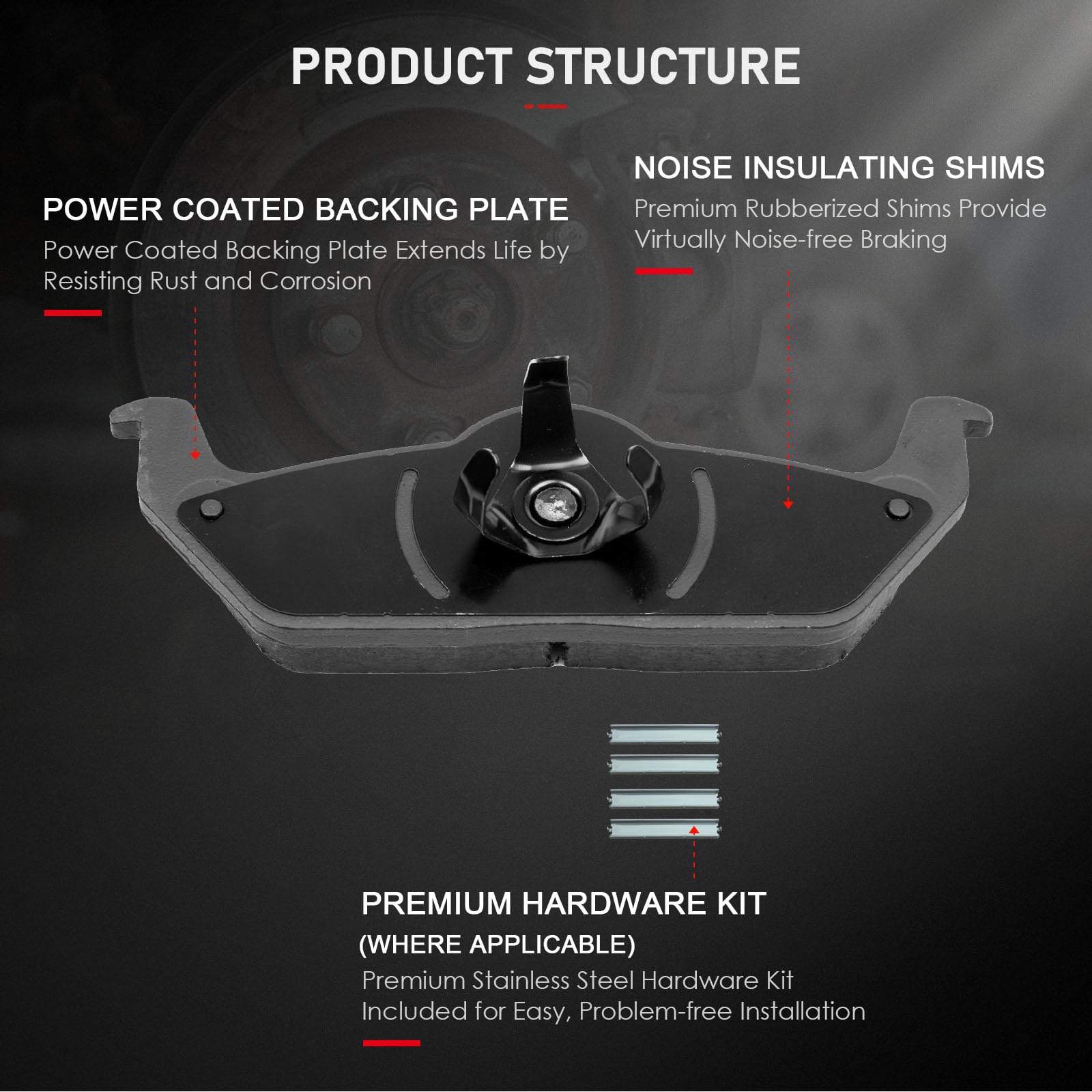 Cciyu D1012 D1414 Front & Rear Disc Brake Pads Kit For Ford For F-150 2010-2011 8Pcs