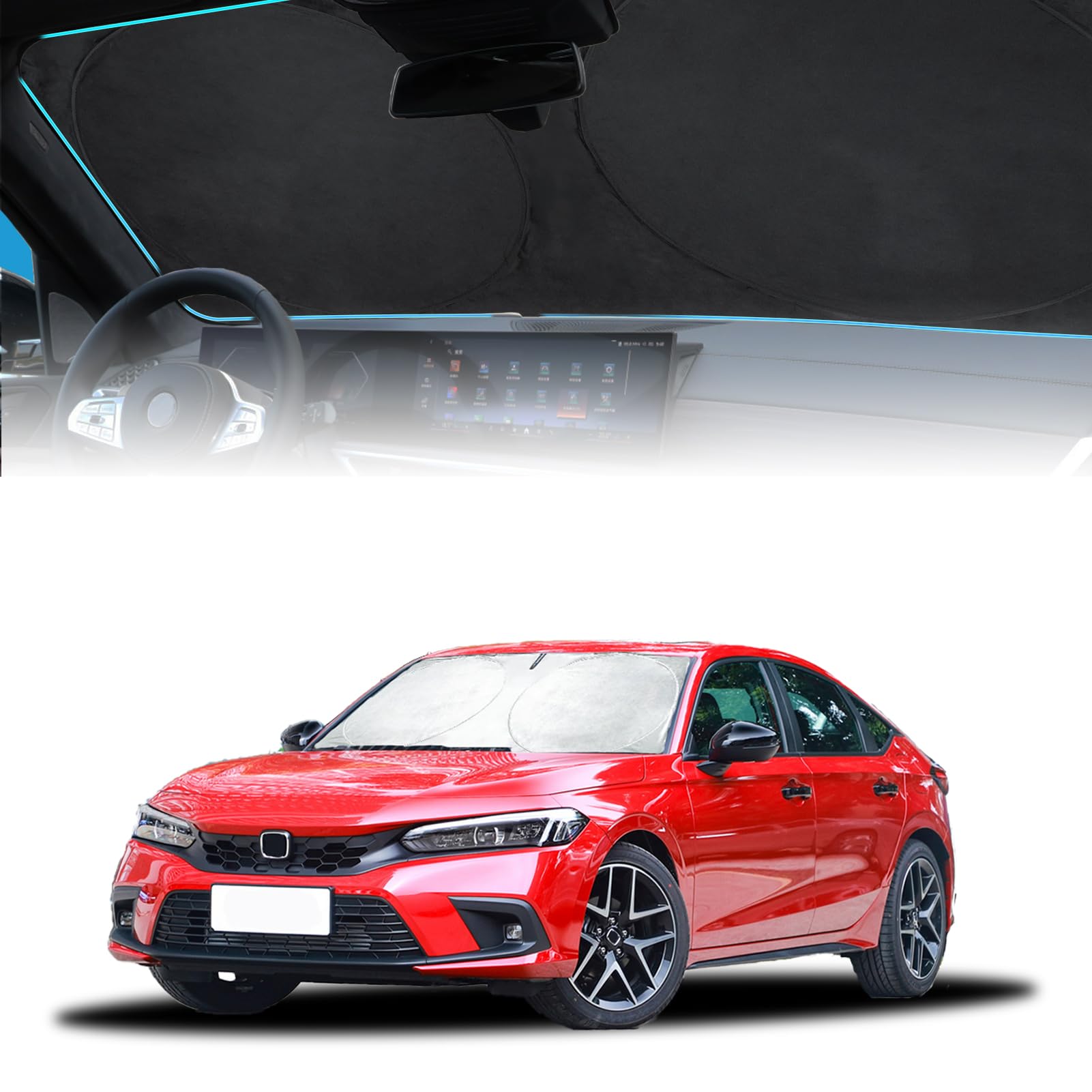 Sunshade For Honda Civic 2022-2024 2025 Sun Shade, Front Window Sun Visor Windshield Cover Custom Fit Civic (Not For 2022 Sport)