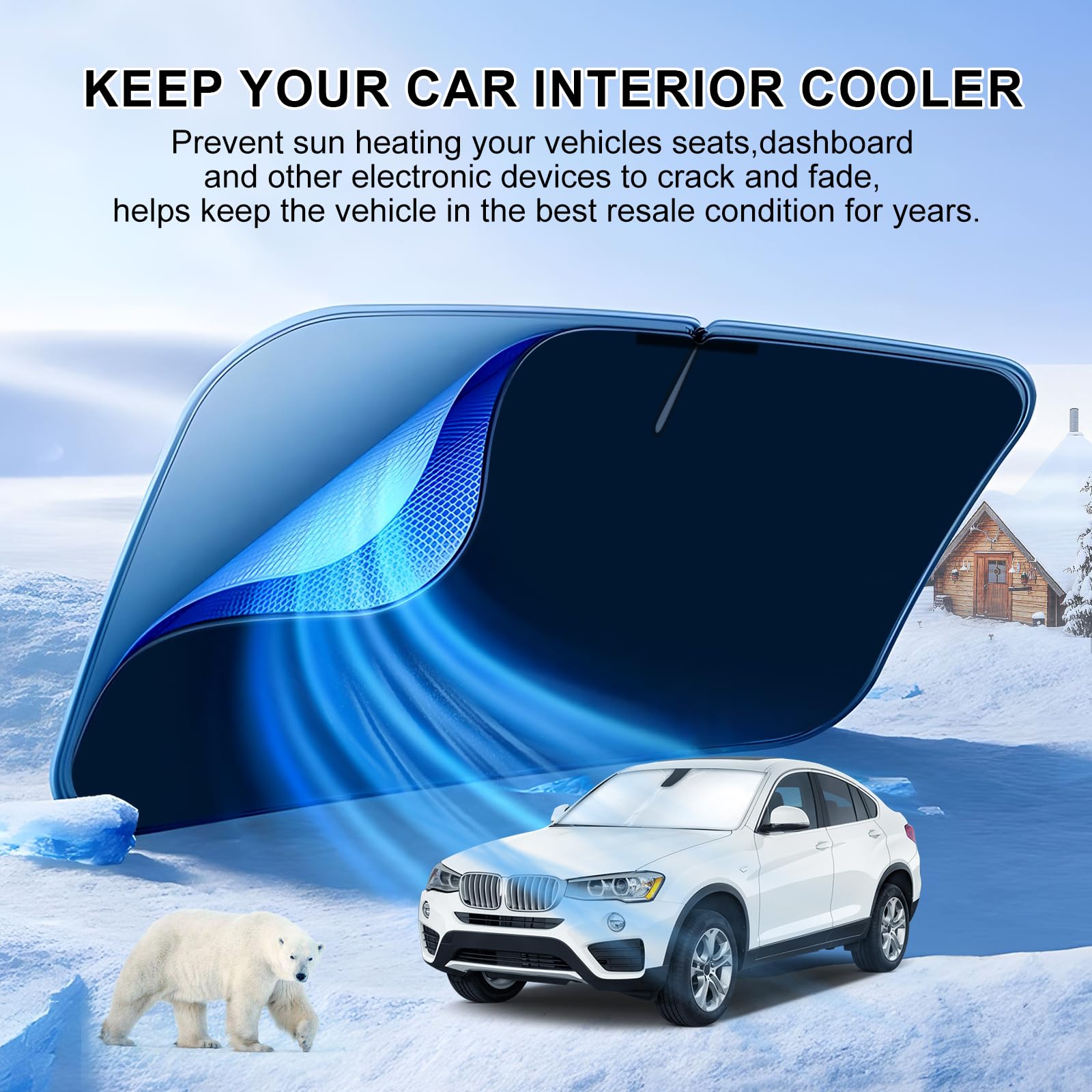 T Tgbros Windshield Sun Shade Custom Fit For 2015-2018 Bmw X4 Accessories Foldable Sun Shield Reflective Polyester Sun Visor Cov