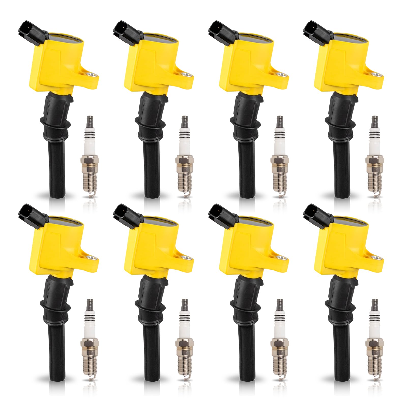 Ena Yellow Ignition Coil Pack & Platinum Spark Plug For Dg508 Fd503 Sp479 Compatible With Lincoln Ford Mustang F150 Econoline Ex