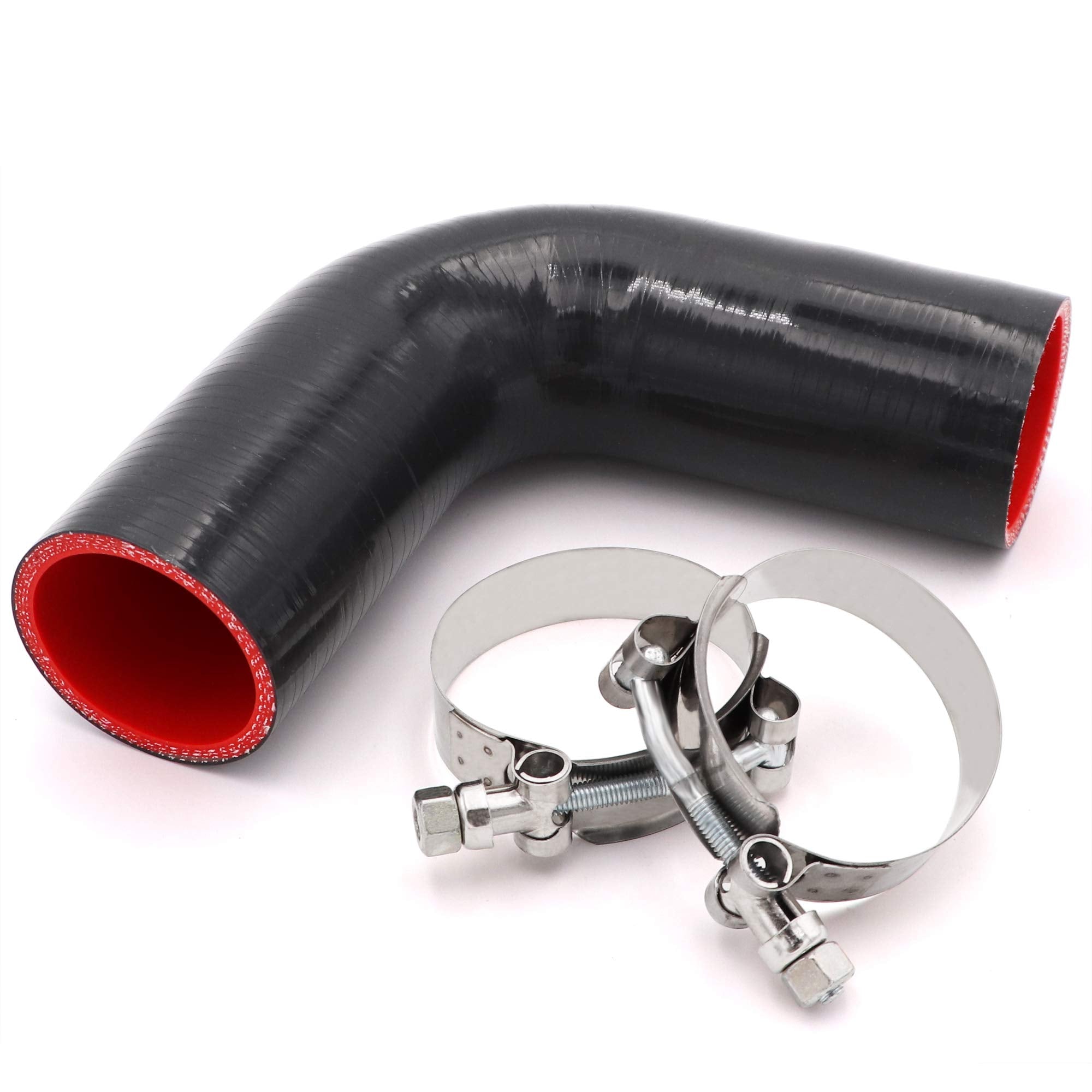 90 Degree Elbow Coupler Silicone Hose 4-Ply 2-Inch(51Mm) For Turbo/Intercooler/Intake Piping,Length 120Mm Thickness 5Mm With T-B