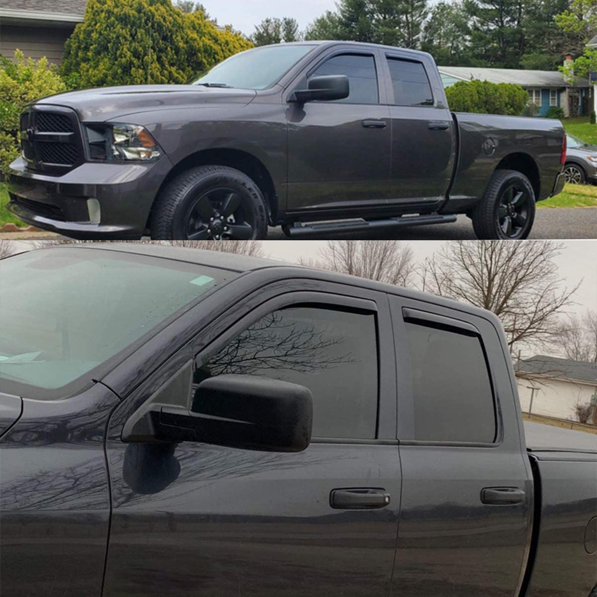 Lightronic 194101 Extra Durable Clip-On In-Channel Auto Vent Window Visors, Fits 2009-2010 Dodge Ram 1500, 2011-2018 Ram 1500, 2