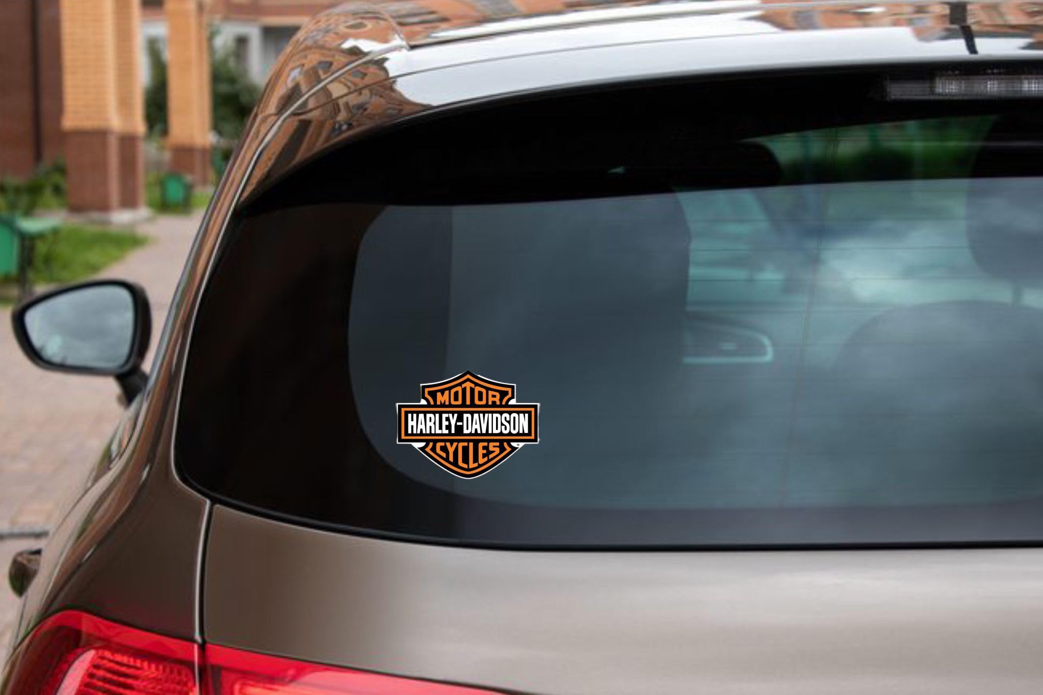 Motorcycle Bar And Shield Design Sticker Vinyl Decal #2 Piece Moto Hd Club 3.5''X4.5'' (Black/White)