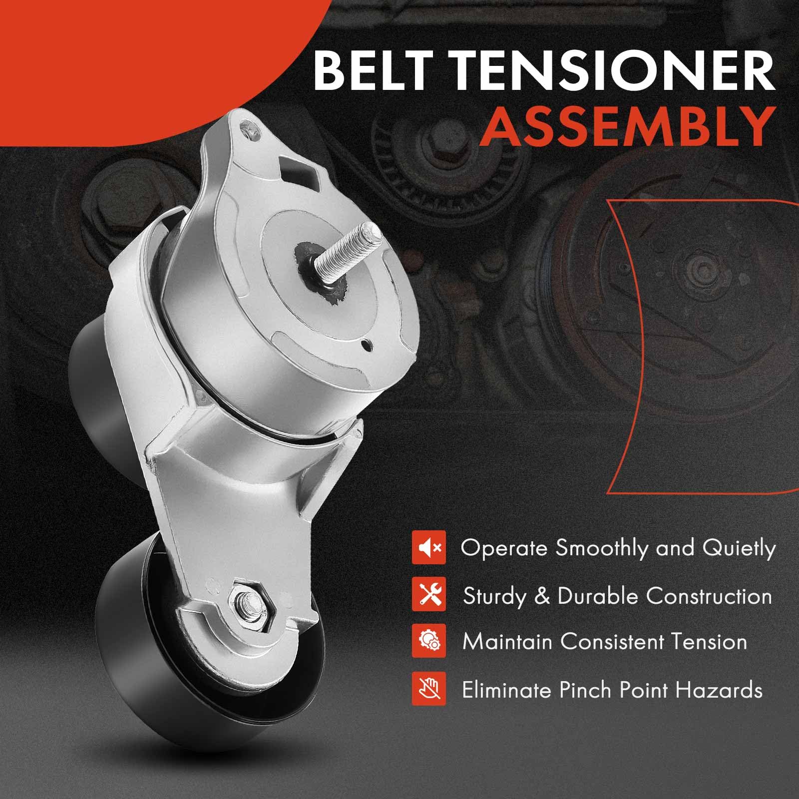 A-Premium Belt Tensioner Assembly with Pulley Compatible with Honda Accord 2003-2012, Odyssey 2005-2010, Pilot, Ridgeline & Acur