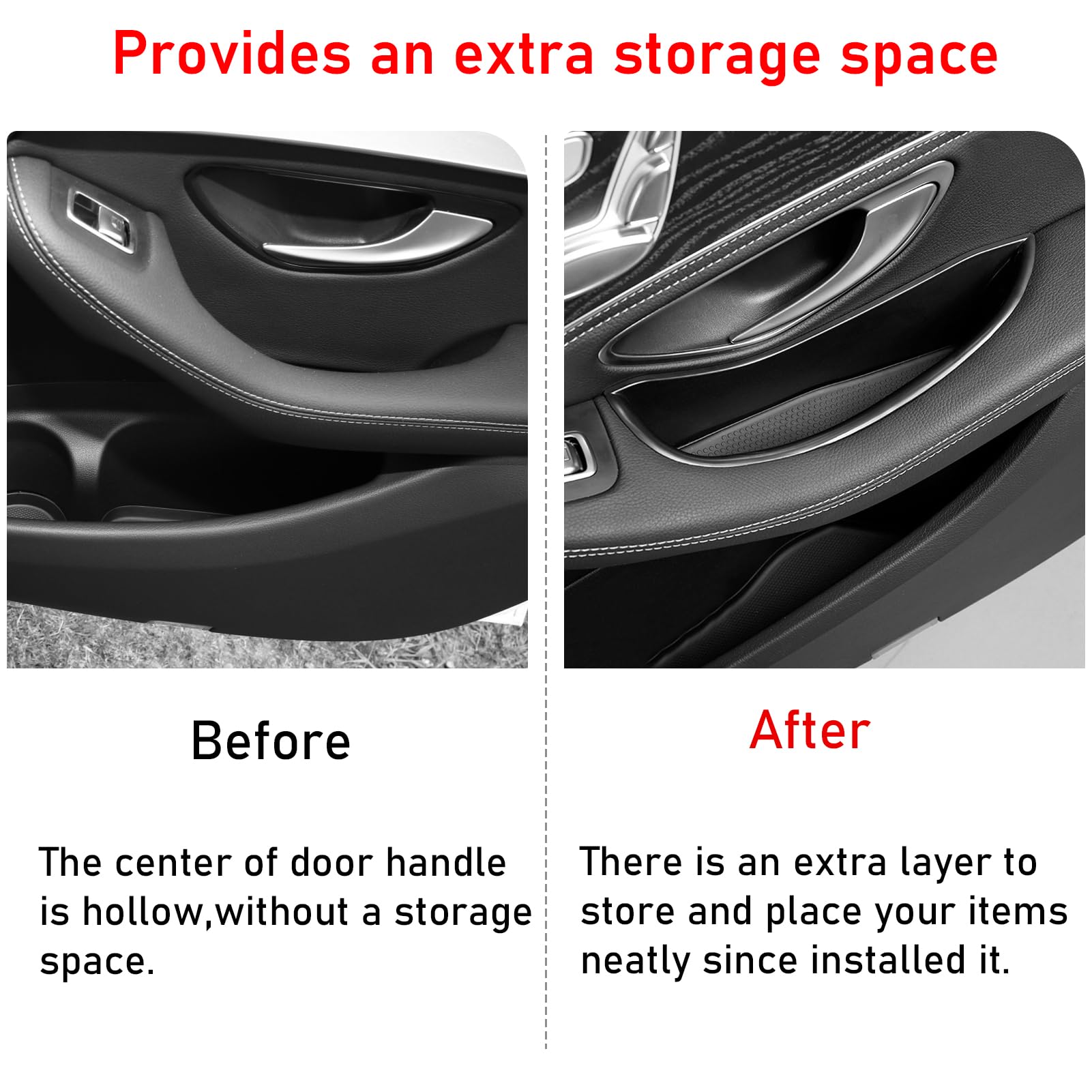 Ttcr-Ii Compatible With Mercedes C Class Door Handle Organizer 2015-2021 (For Sedan Only), Glc Class Door Handle Storage Box 201