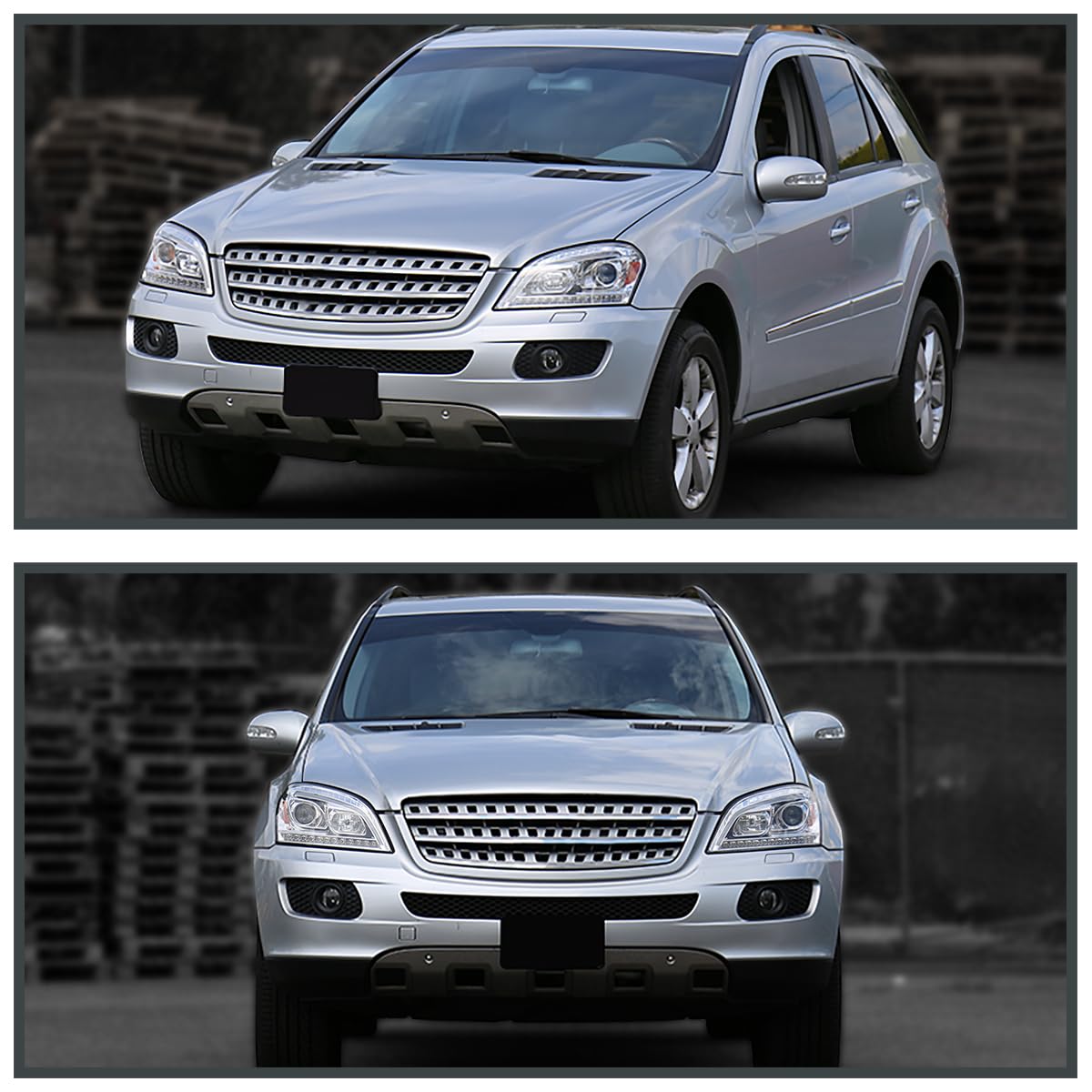 Spec-D Tuning Chrome Projector Headlights W/Led Sequential Signal Compatible With 2006-2008 Mercedes Benz W164 Ml350 Ml500 Ml-Class, Left + Right Pair Headlamps Assembly