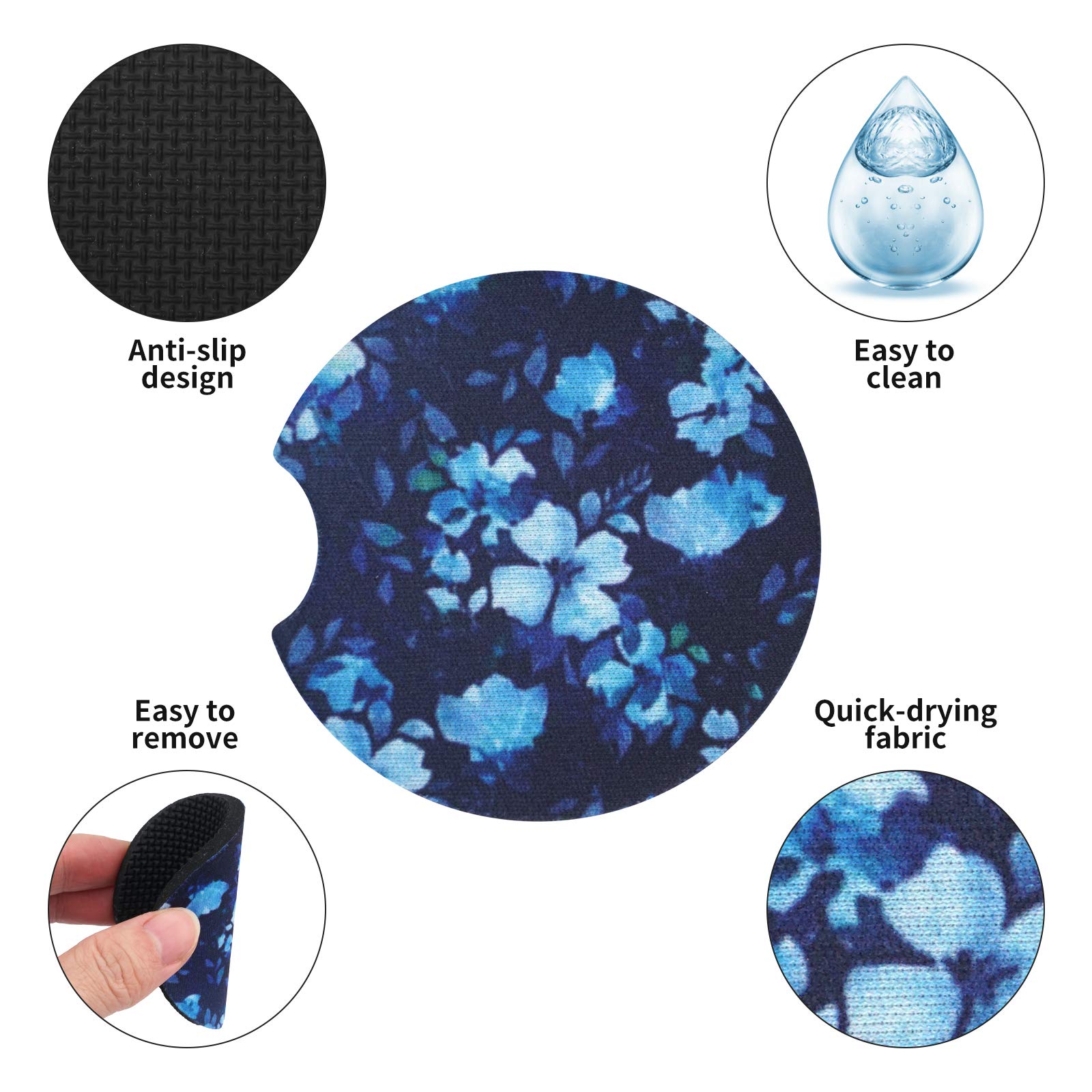 tifanso Car Cup Drink Holder Coaster, 2 Pack Car Coasters for Cup Holders, Cute Vehicle Accessories for Women and Girl (Orchid)