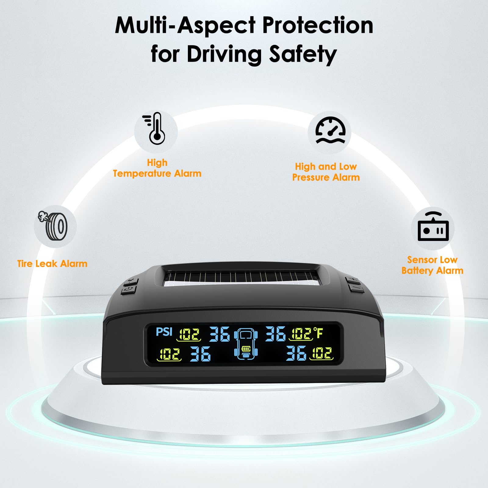 Tymate Rv Tire Pressure Monitoring System, Solar Charge Tpms, 6 Sensors & 5 Alarm Modes, M7-3 2024 Updated Color Display, W/Repe