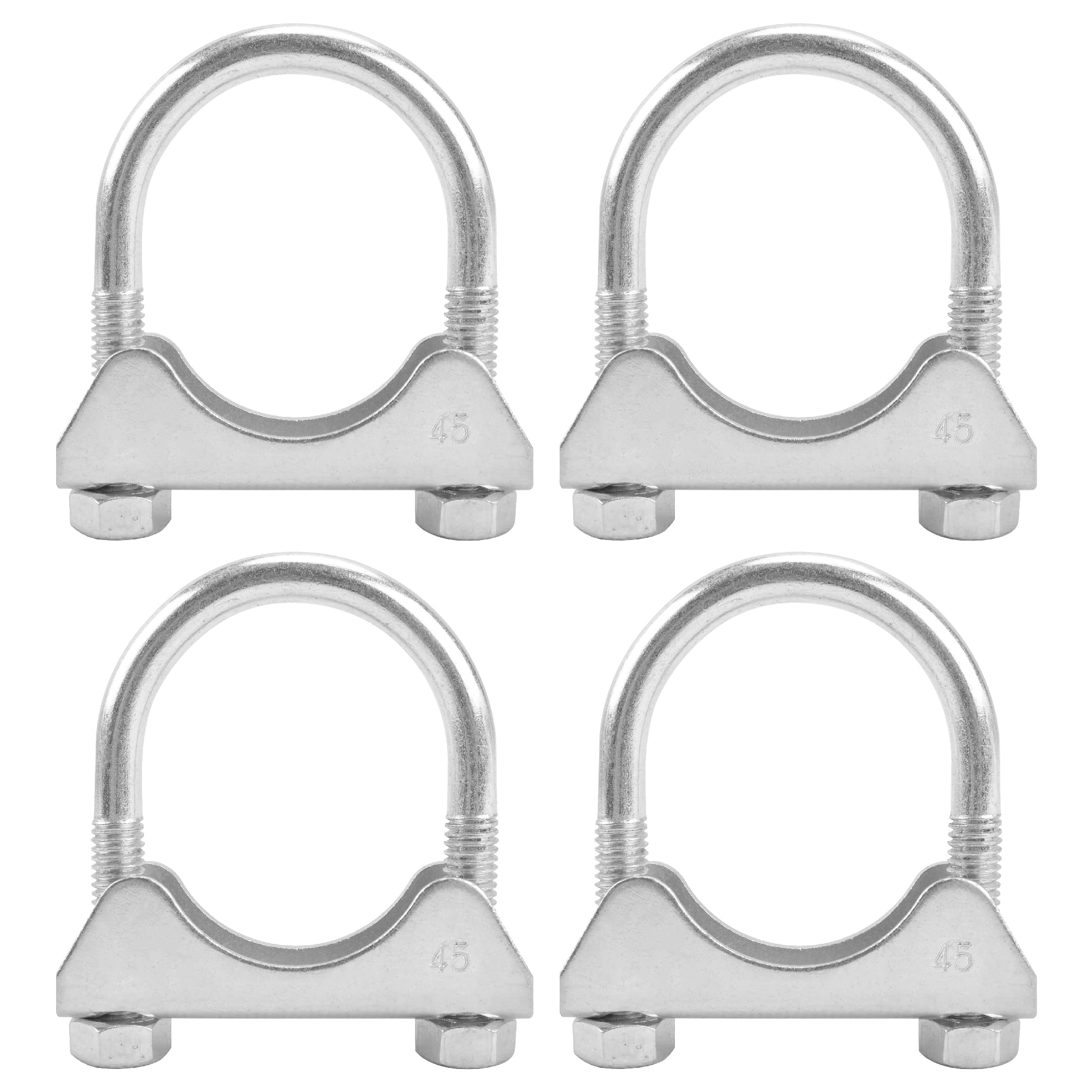 Batoneco 1.75'' U Bolt Clamp, Muffler Exhaust Clamps,1-3/4 Inch Saddle Style Heavy Duty Mild Steel(4-Pack)