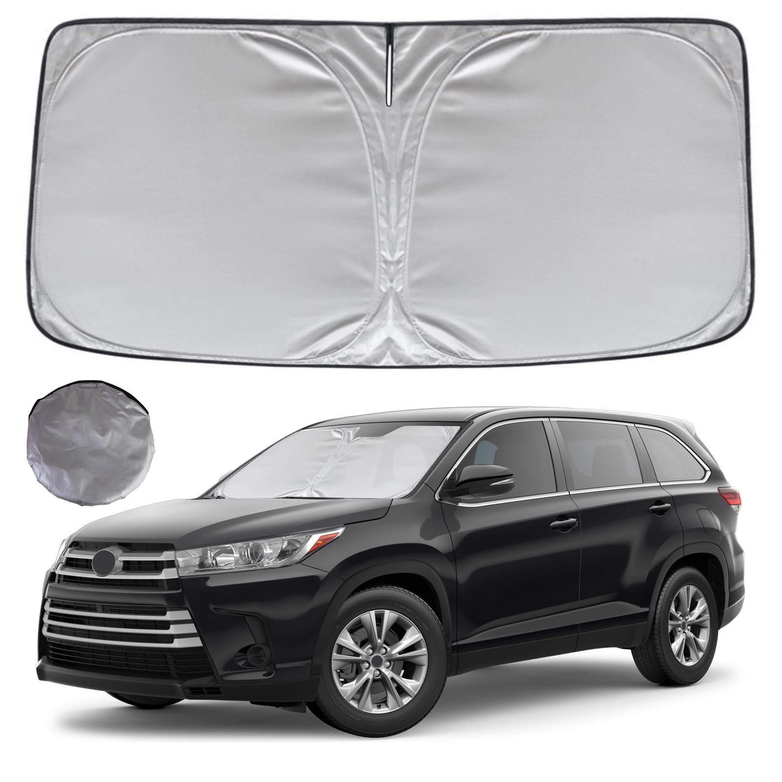 Kayzt Windshield Sun Shade For 2014-2019 Toyota Highlander Suv Foldable Sunshade Front Window Custom Fit Car Accessories