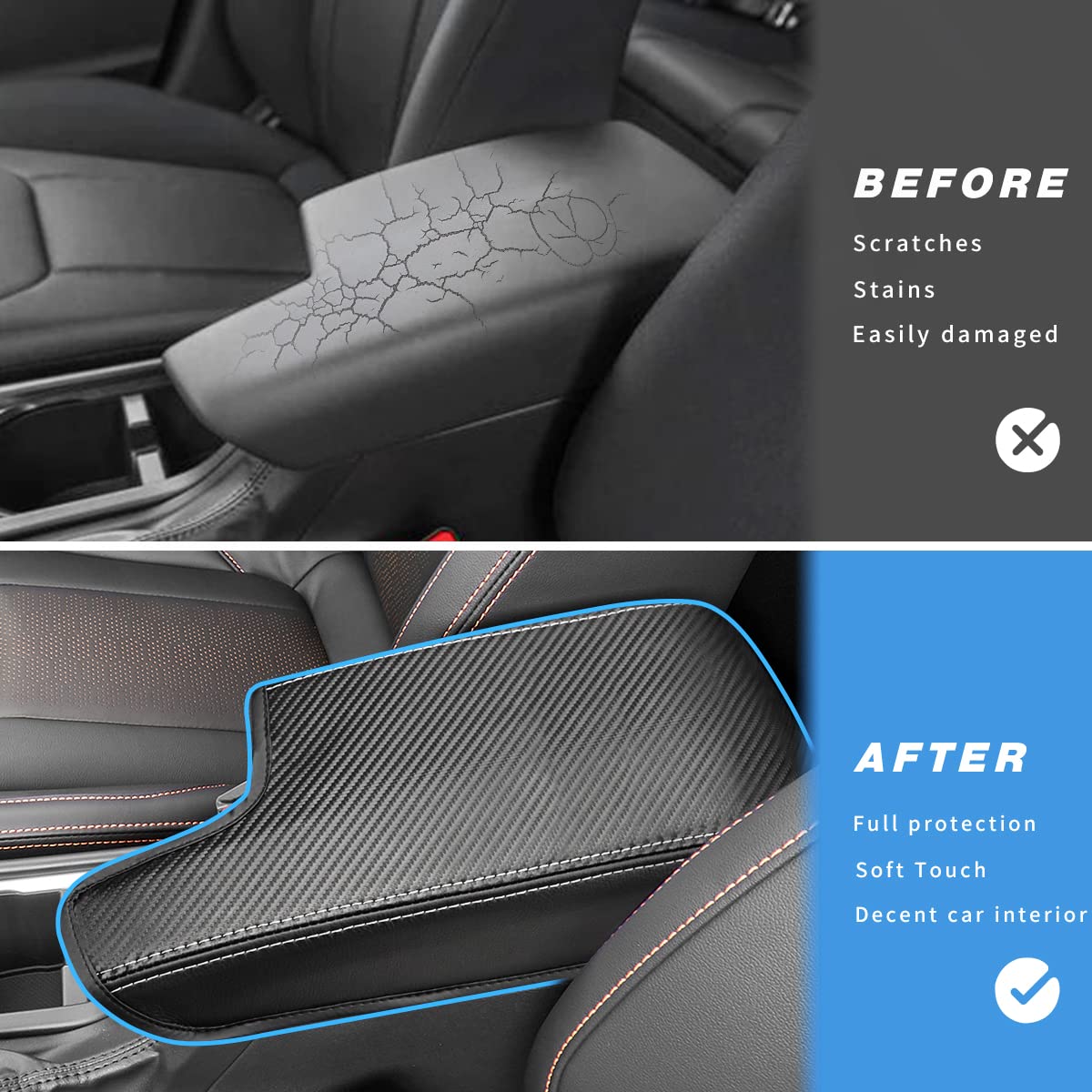 INTGET Car Center Console Armrest Cover for Subaru Crosstrek Accessories 2018-2022 2023 Impreza 2017-2023 Leather Arm Rest Box L