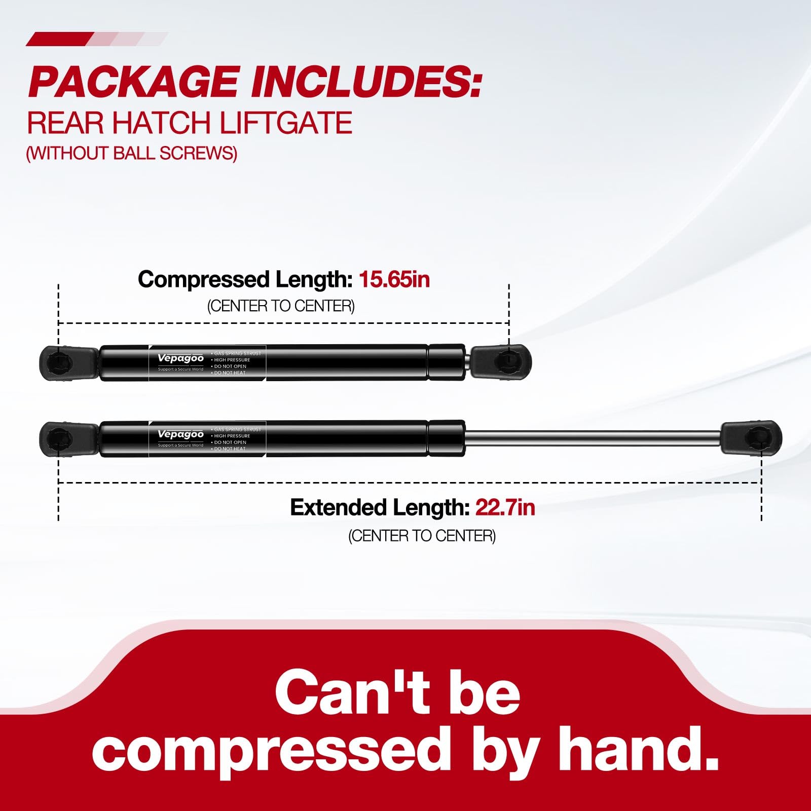 Vepagoo 6156 Rear Hatch Liftgate Strut Fit For 2007-2014 Cadillac Escalade, 2007-2014 Chevrolet Suburban 1500 2500, 07-14 Chevro