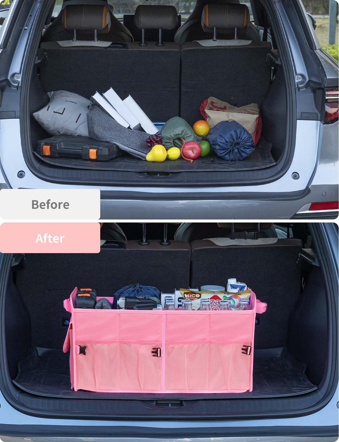 Yohoolyo Car Trunk Organizer For Suv 72L Large Capacity Collapsible 4 Compartment Storage, Multicolor Car Accessories For Women/