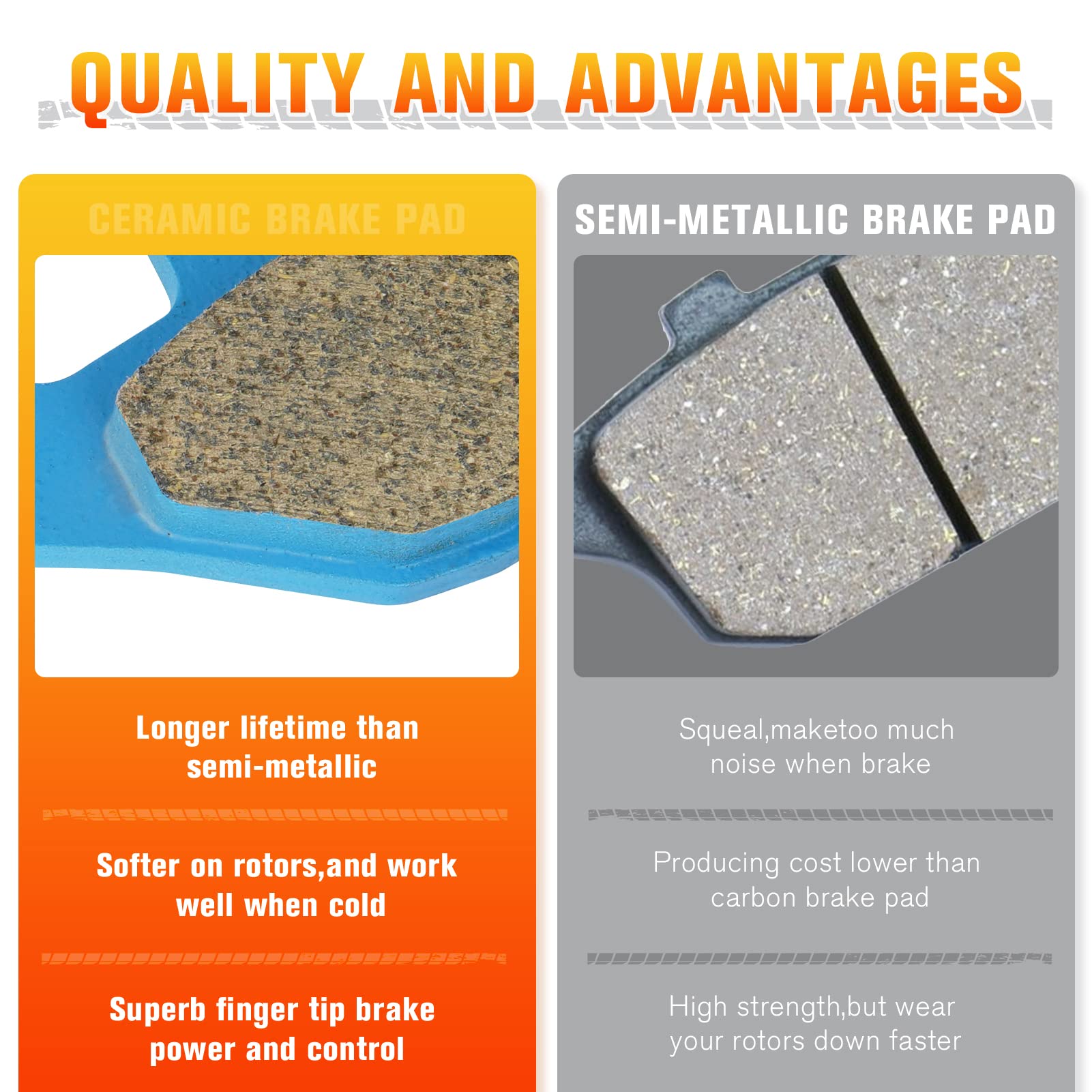 Front & Rear Ceramic Brake Pads Set For Yamaha Raptor 700, 700R, Raptor 700 Se 2006, 2007-2012, 3 Sets Front And Rear Brake Pads