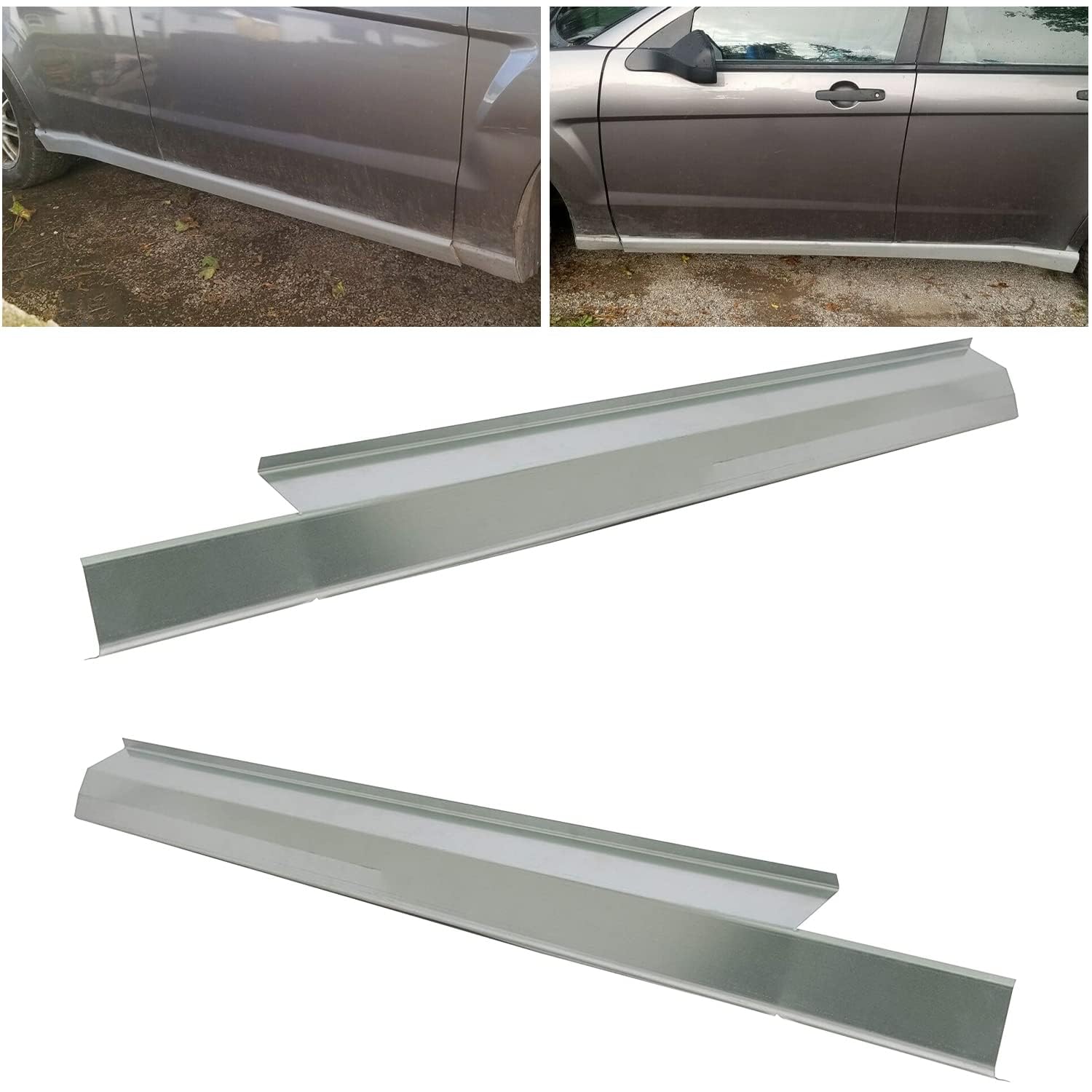 KUAFU Slip-on Rocker Panels Pair Compatible with Ford Focus 4 Door 2008 2009 2010 2011 Replacement for 2450842E 0401140L 0401140