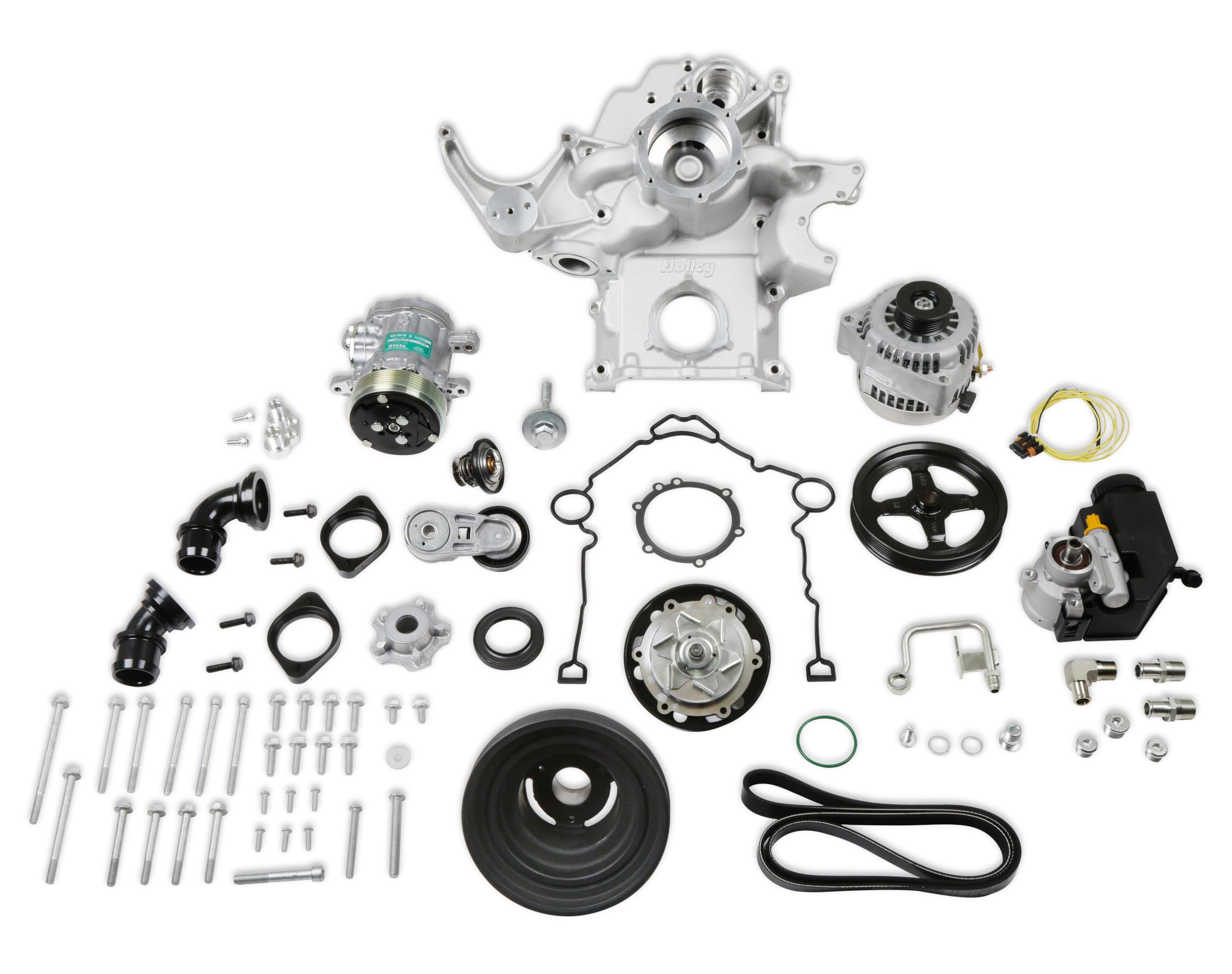 Holley 20-291 Complete Front Accessory System - Mid-Mount - Natural Cast Finish