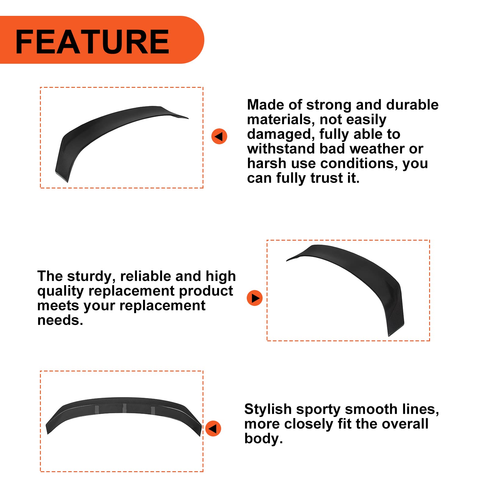Ecotric Rear Trunk Spoiler Wing Lid Compatible With 14-20 Lexus Is200T Is250 Is300 Is350 Carbon Fiber Style Durable Plastic