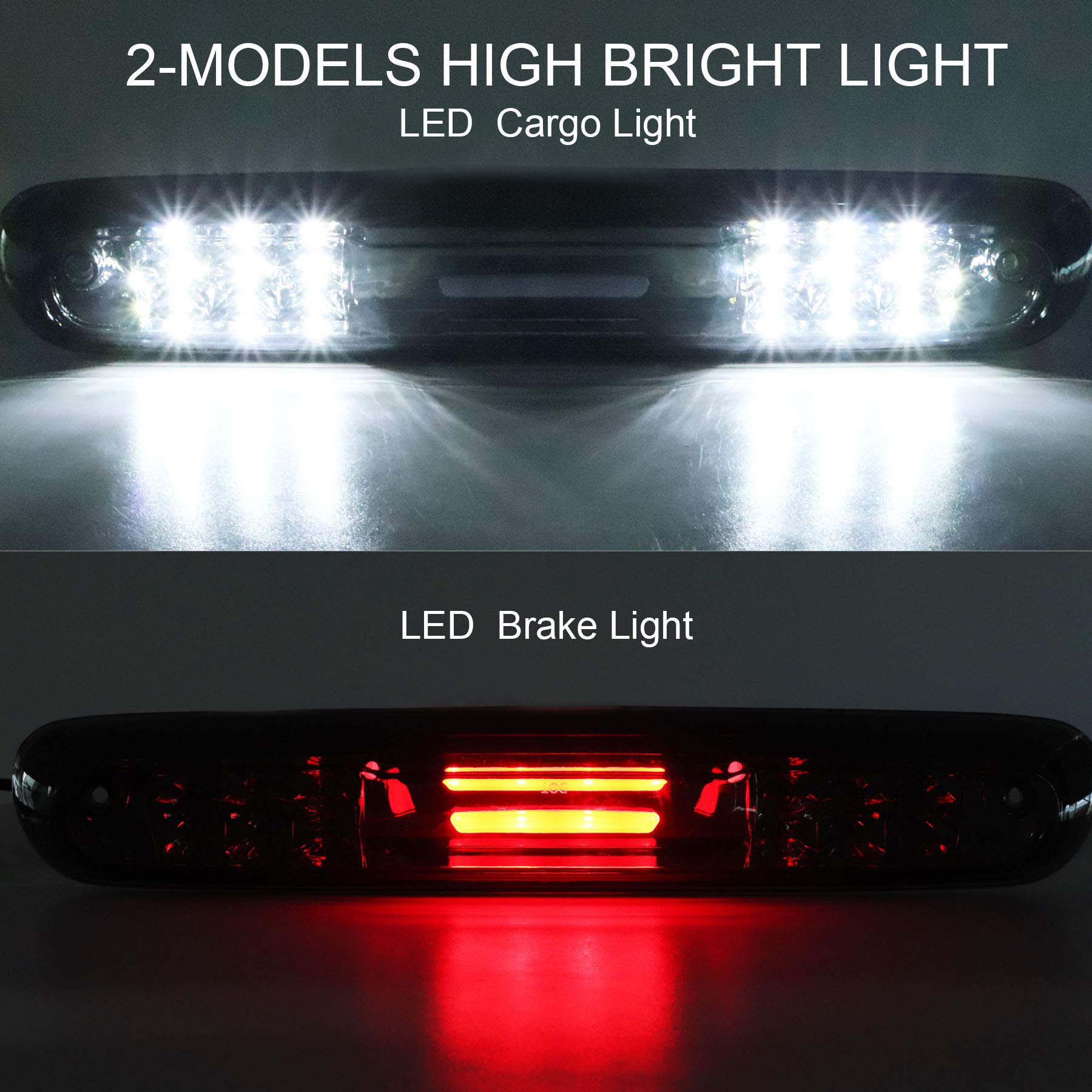 Tresound (Smoke) Led Third 3Rd Brake Light For 1999-2007 Chevy Silverado Gmc Sierra 1500 2500 3500 Hd Classic, Rear Cargo Lamp High Mount Stop Light