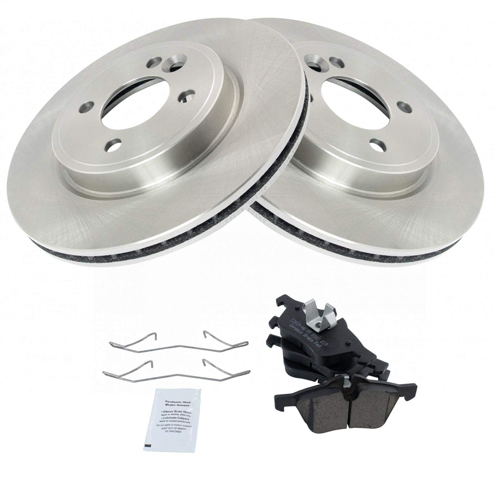 Trq Front Brake Pad & Rotor Kit Brake Pads Brake Rotor Ceramic Compatible With 2002-2006 Mini Cooper