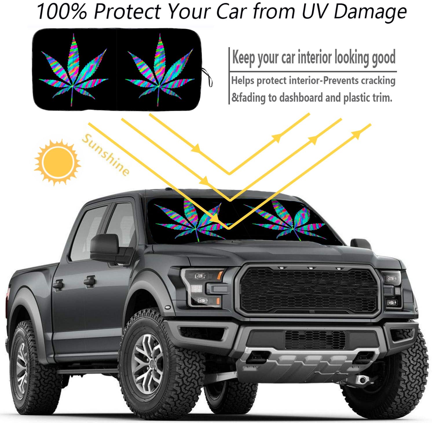 [2025 Upgrade] Maple Leaf Windshield Sun Shades, Sunshade For Car Suv Truck, Keep The Vehicle Cool,Easy To Use Protect The Vehic