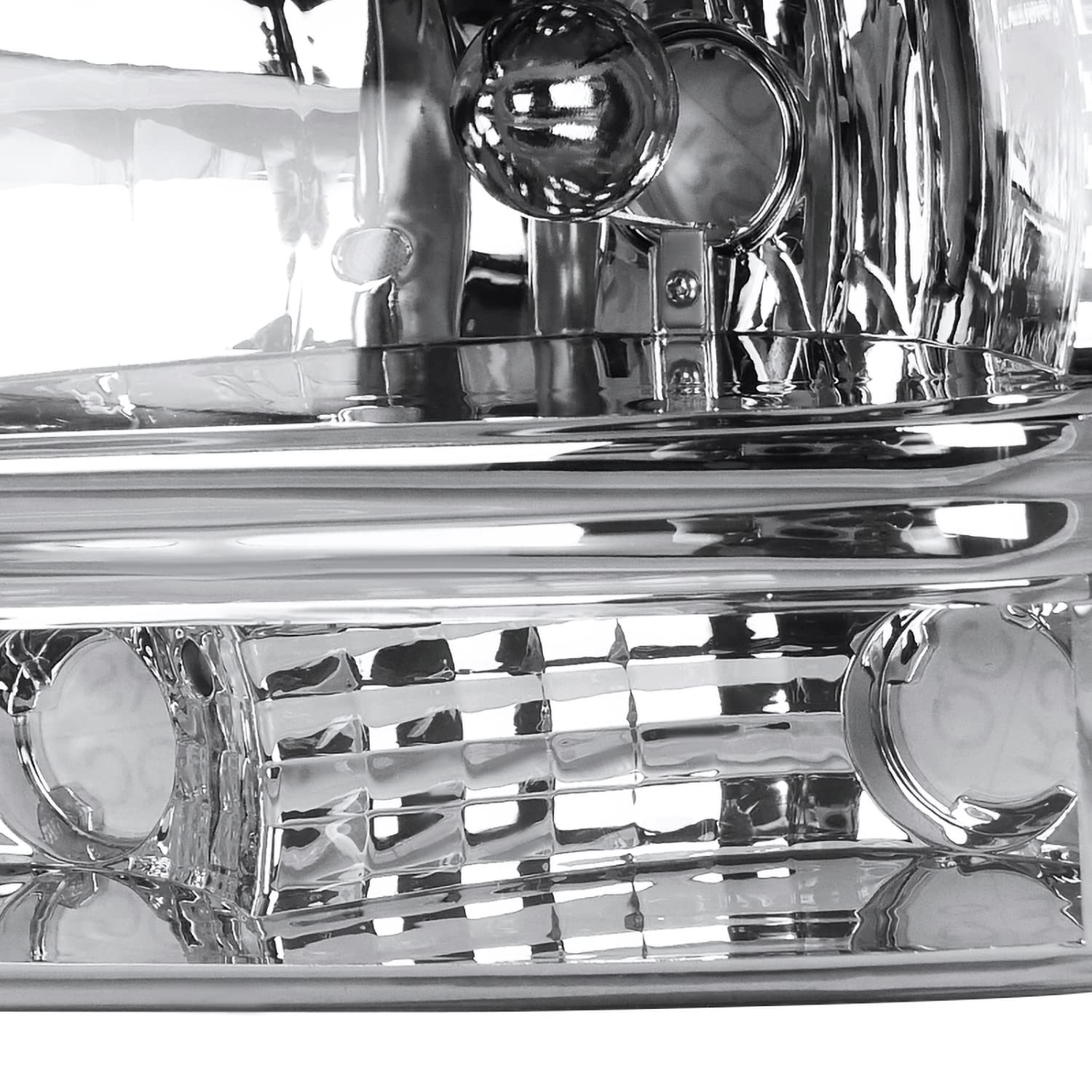 Spec-D Tuning Chrome Housing Clear Lens Headlights Compatible with 1997-2004 Dodge Dakota L+R Pair 1PC Style Head Light Lamp Assembly