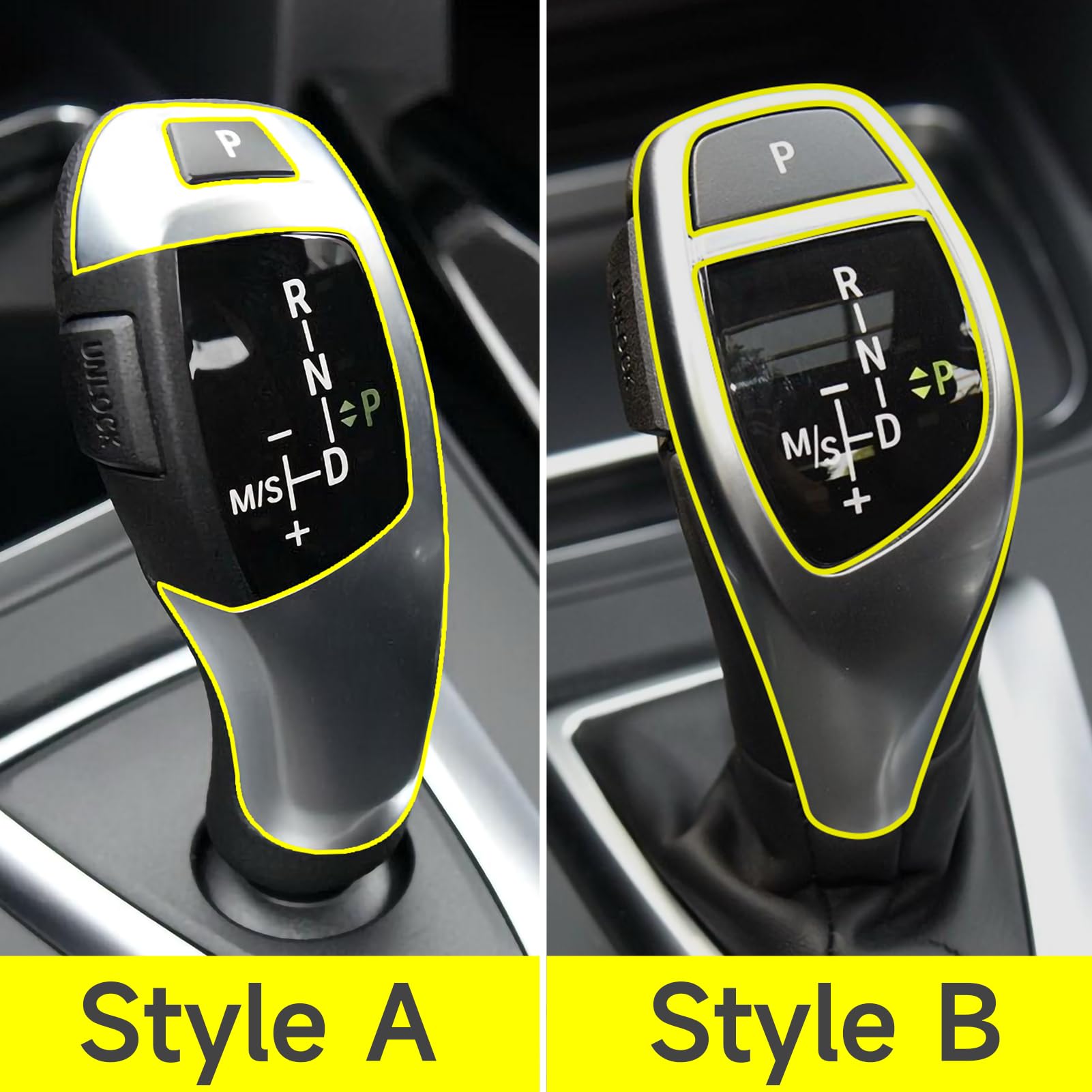Hengyueshang Car Sticker Decal Gear Shift Knob Cover Carbon Color Abs Trim Fits For Bmw F20 F21 F22 F23 F30 F31 F32 F33 F34 F35 F36 F07 F10 F12 F13 F15 F16 F25 F26 Accessories (Style A)