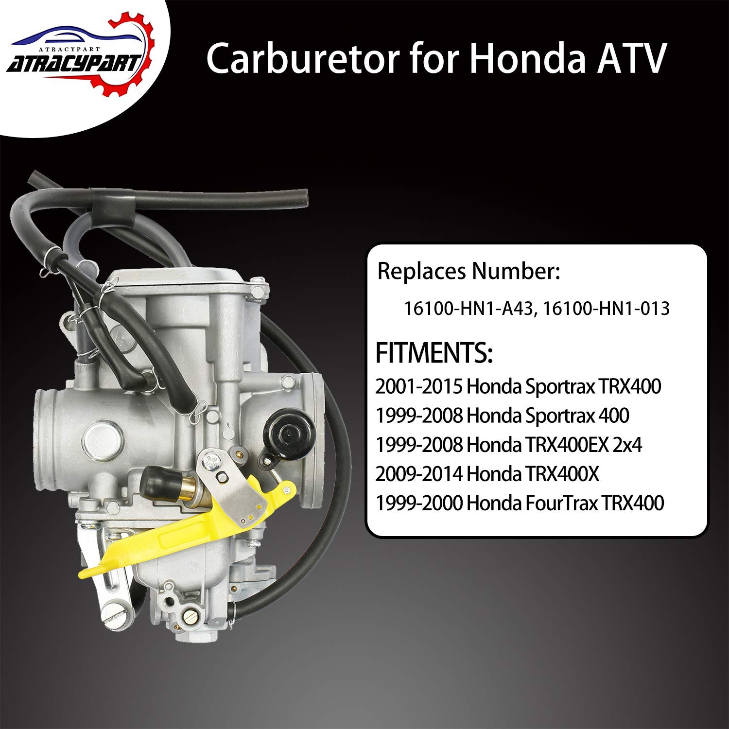 TRX400 Carburetor Fits 1999-2008 Honda Sportrax 400 TRX400EX 2x4, 2001-2015 Honda Sportrax TRX400, 2009-2014 Honda TRX400X, 1999