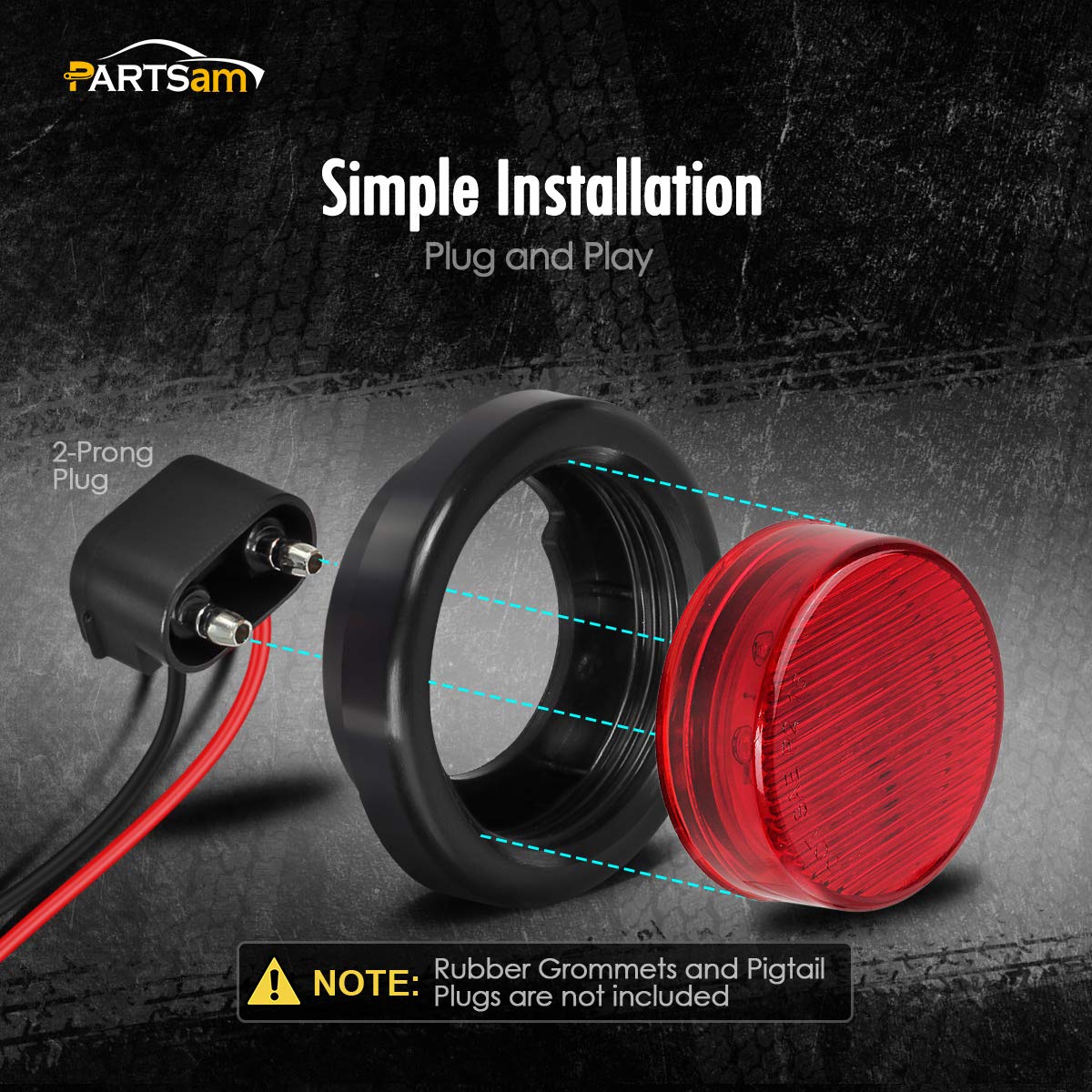 Partsam 10X 2.5 Round Red 13 Led Side Marker Clearance Lights For 12V Trailer Truck, Universal Use, Sealed Waterproof