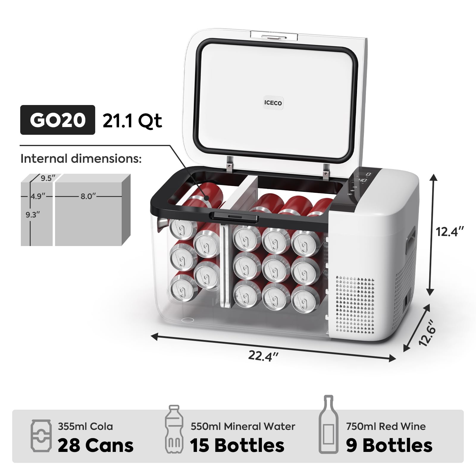 Iceco Go20 Dual Zone 12 Volt Refrigerator, 12V Car Refrigerator With Secop Compressor, Separate Control, Dc & Ac, 0? - 50?, Port