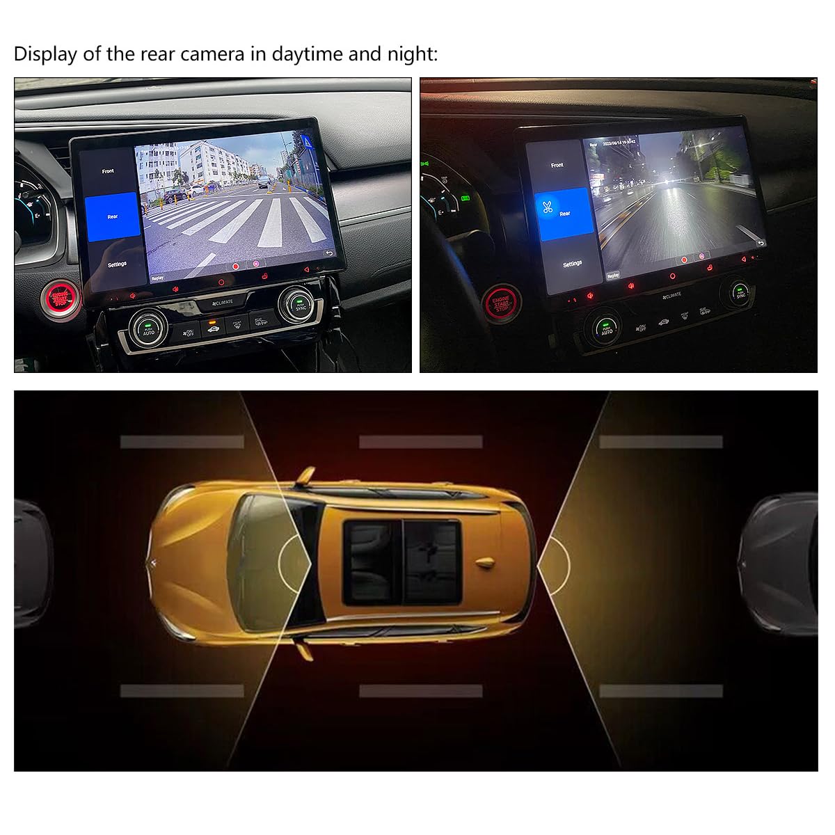 Joying Front Camera For Car And Backup Camera 1080P Dash Cam 125 Wide, 2 Million Pixel, Night Vision, Wdr, Ip68K Level Waterproo