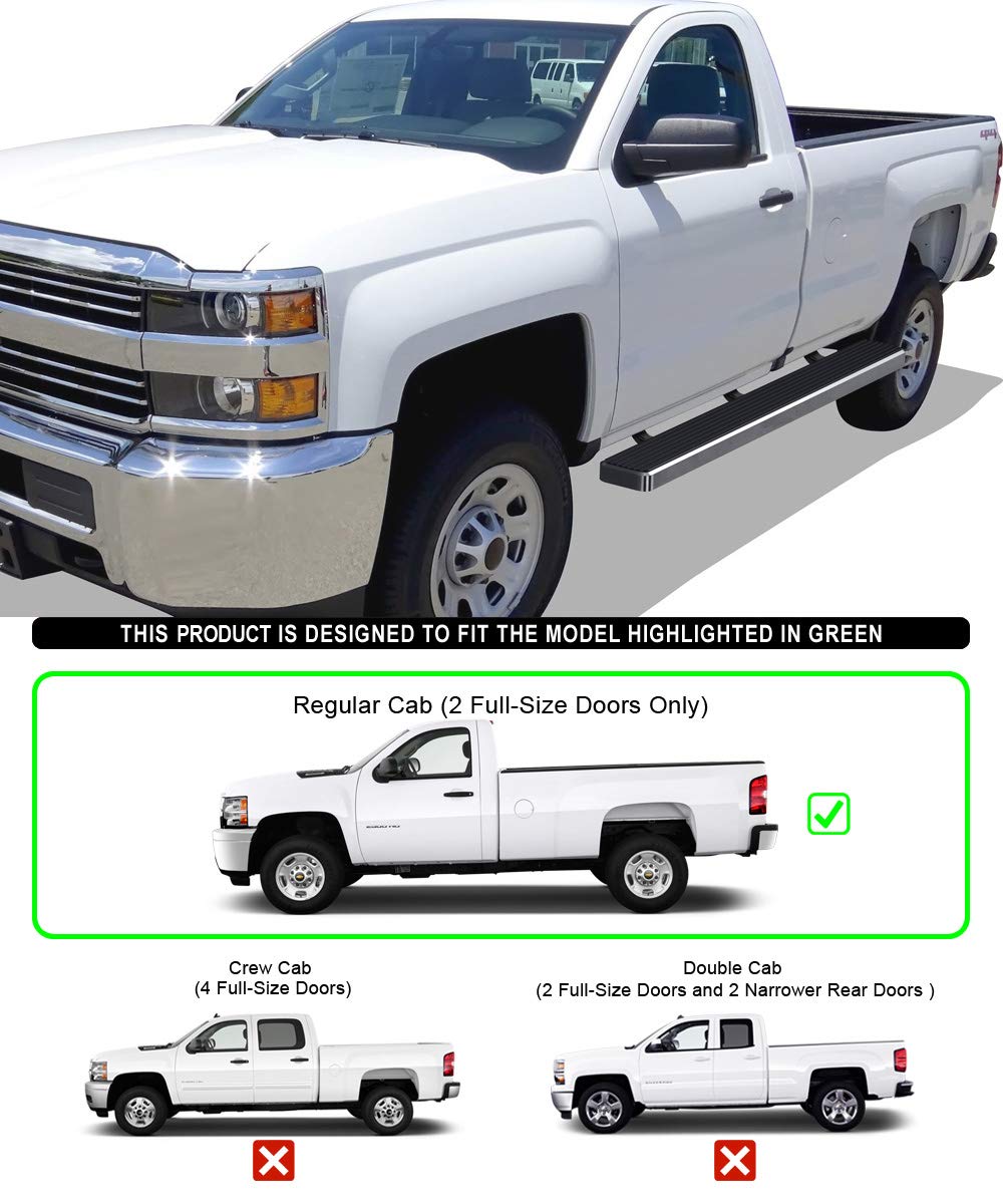APS (Silver 6in Wheel to Wheel 304 Stainless Steel Running Boards Nerf Bars Compatible with Chevy Silverado GMC Sierra 2007-2018