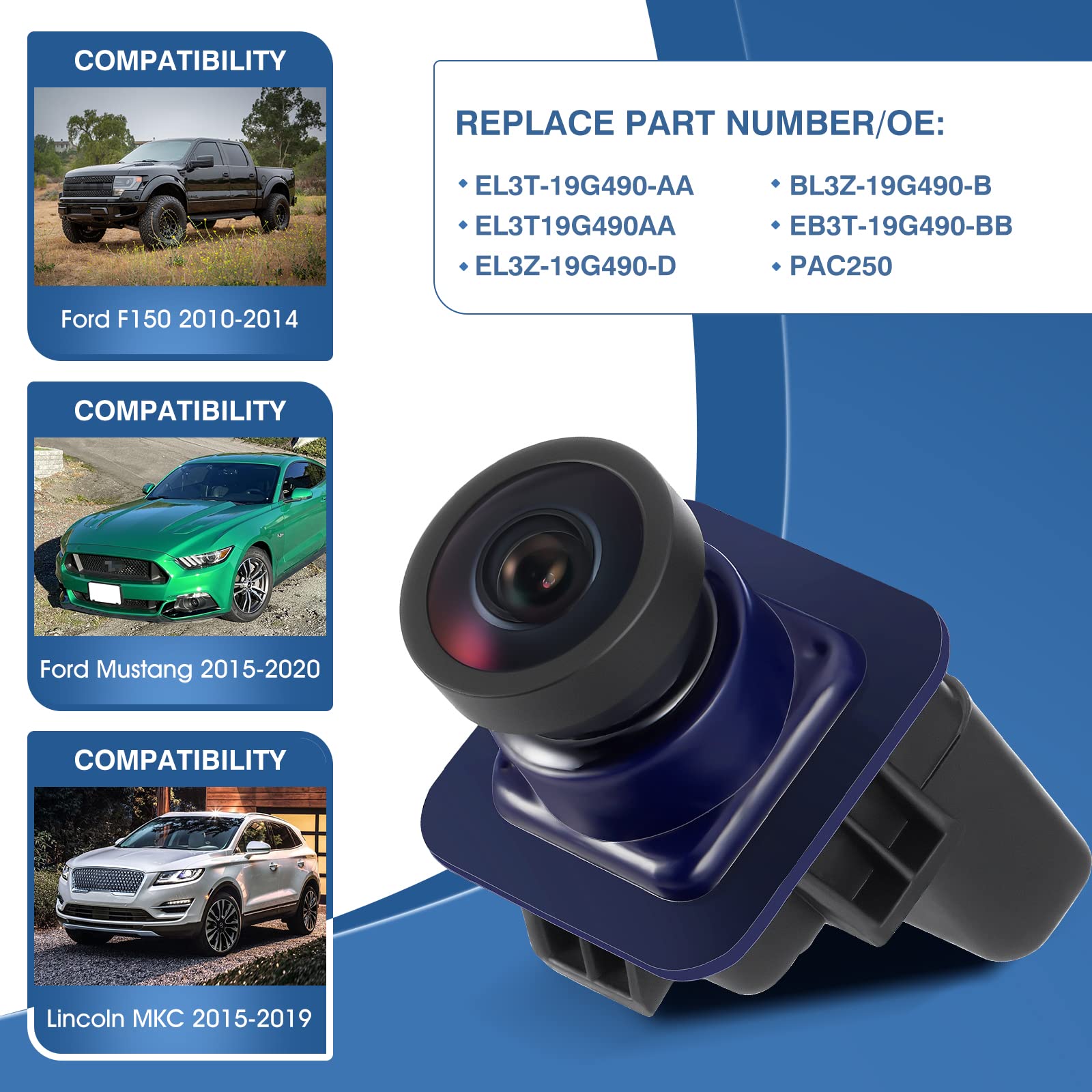 Acauto Rear View Backup Reverse Camera Compatible With Ford F150 2010-2014, Ford Mustang 2015-2020 & Lincoln Mkc 2015-2019, Park