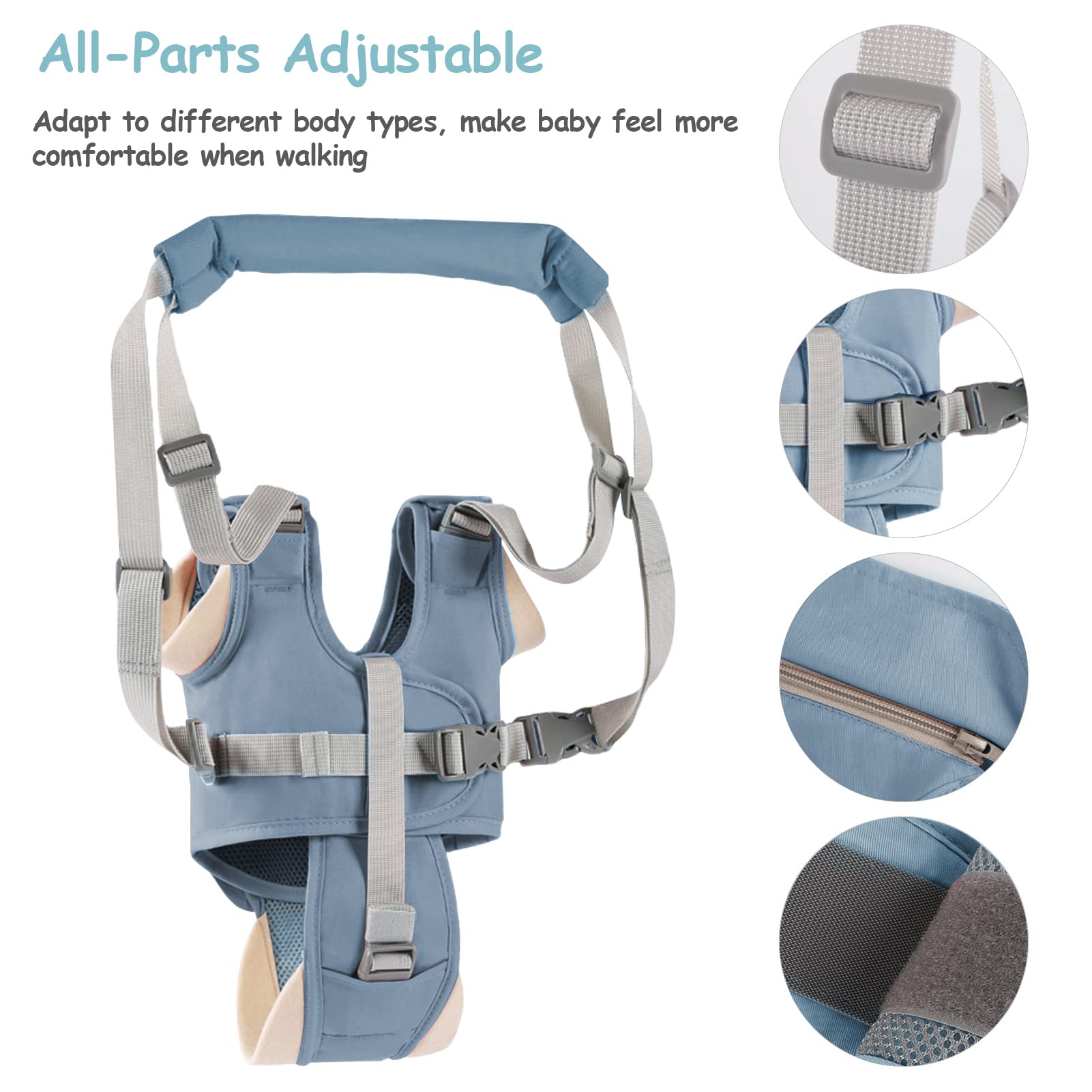 Ocanoiy Baby Walking Harness Handheld Baby Walker Assistant Belt Adjustable Toddler Infant Walker Safety Harnesses Standing Up W