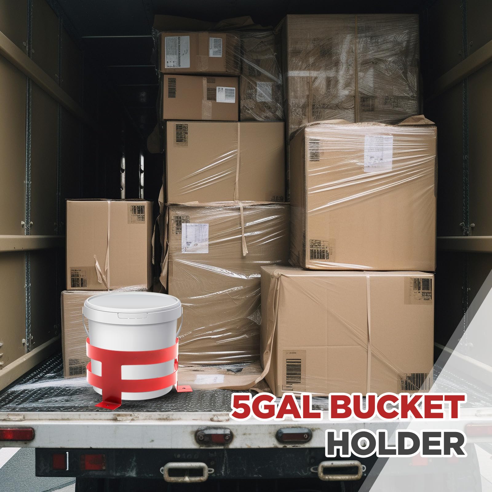 Kritkin 1 Pcs 5 Gallon Bucket Holder 11.6 x 6.5 Inch Red Bucket Holder Mount for RV, Truck, Cart