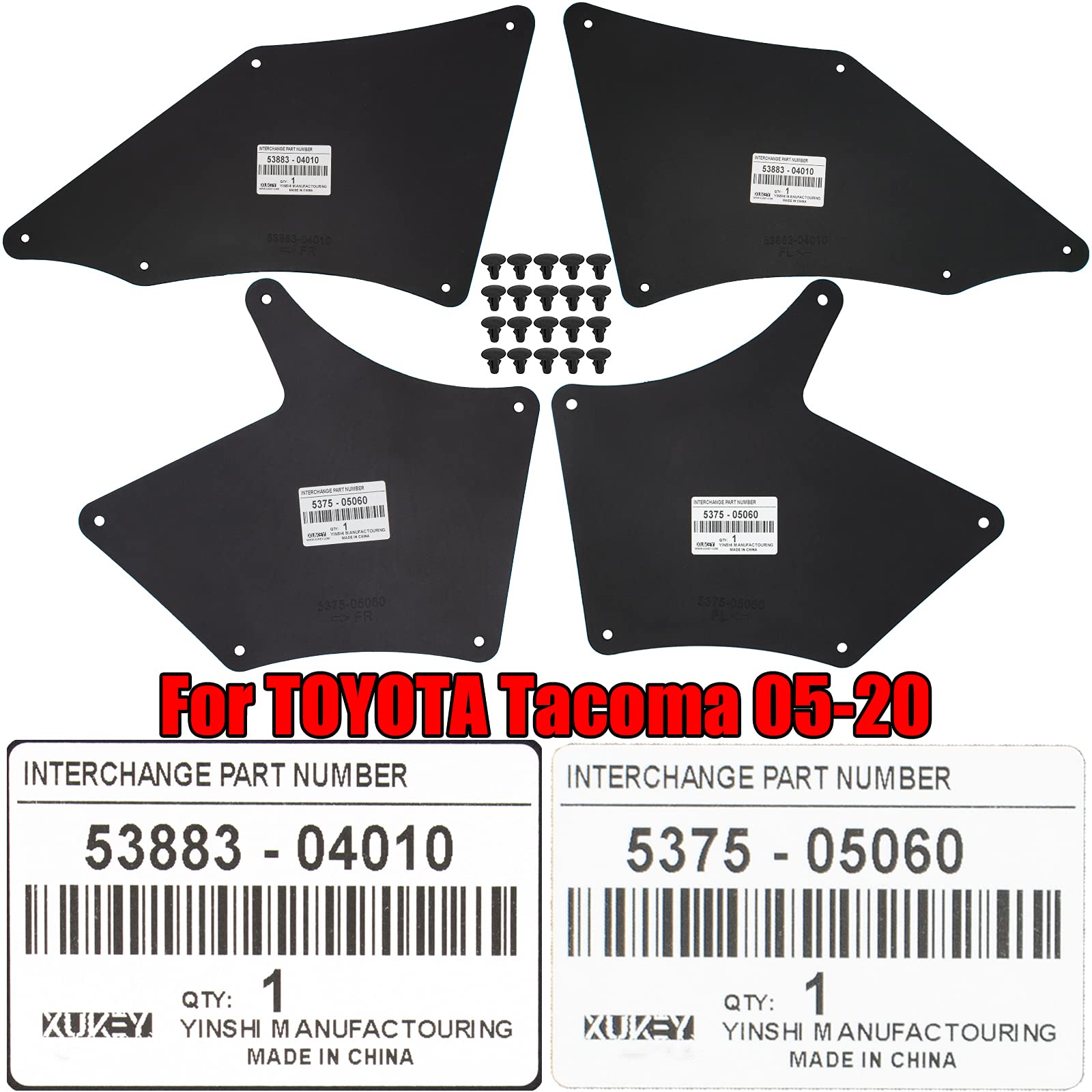 Splash Gurards For Toyota Tacoma N220/N240/N250/N260/N270/N300 2005-2023 Mud Flaps Guards Mudflaps Mudguards Oe# 5375-05060 5375