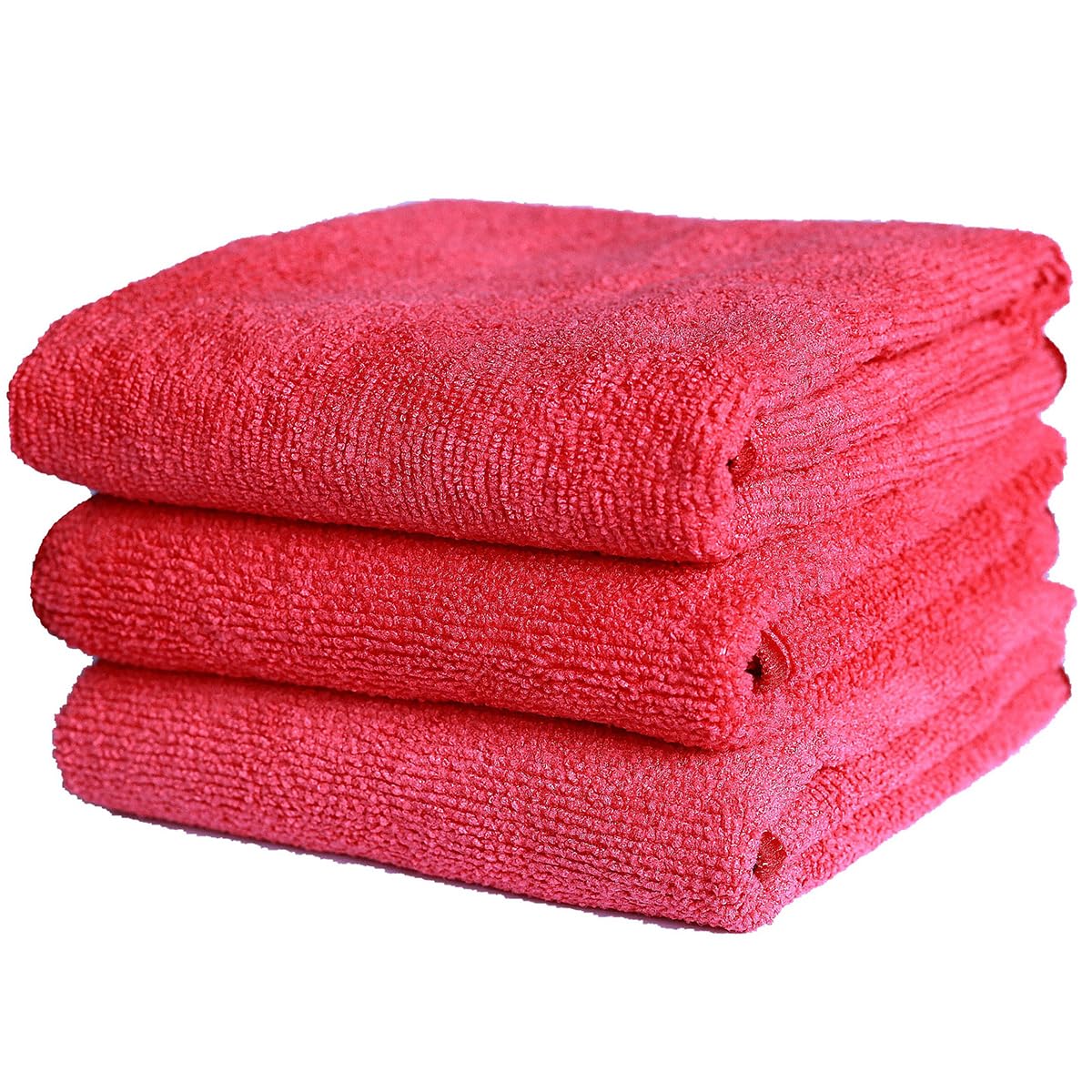 JOPASU Microfibre Cloth 320 GSM Pro (Set of 3, Red) (40x60 cms) All Purpose Microfiber Cleaning Cloth for Kitchen, Car, Bike, Fu