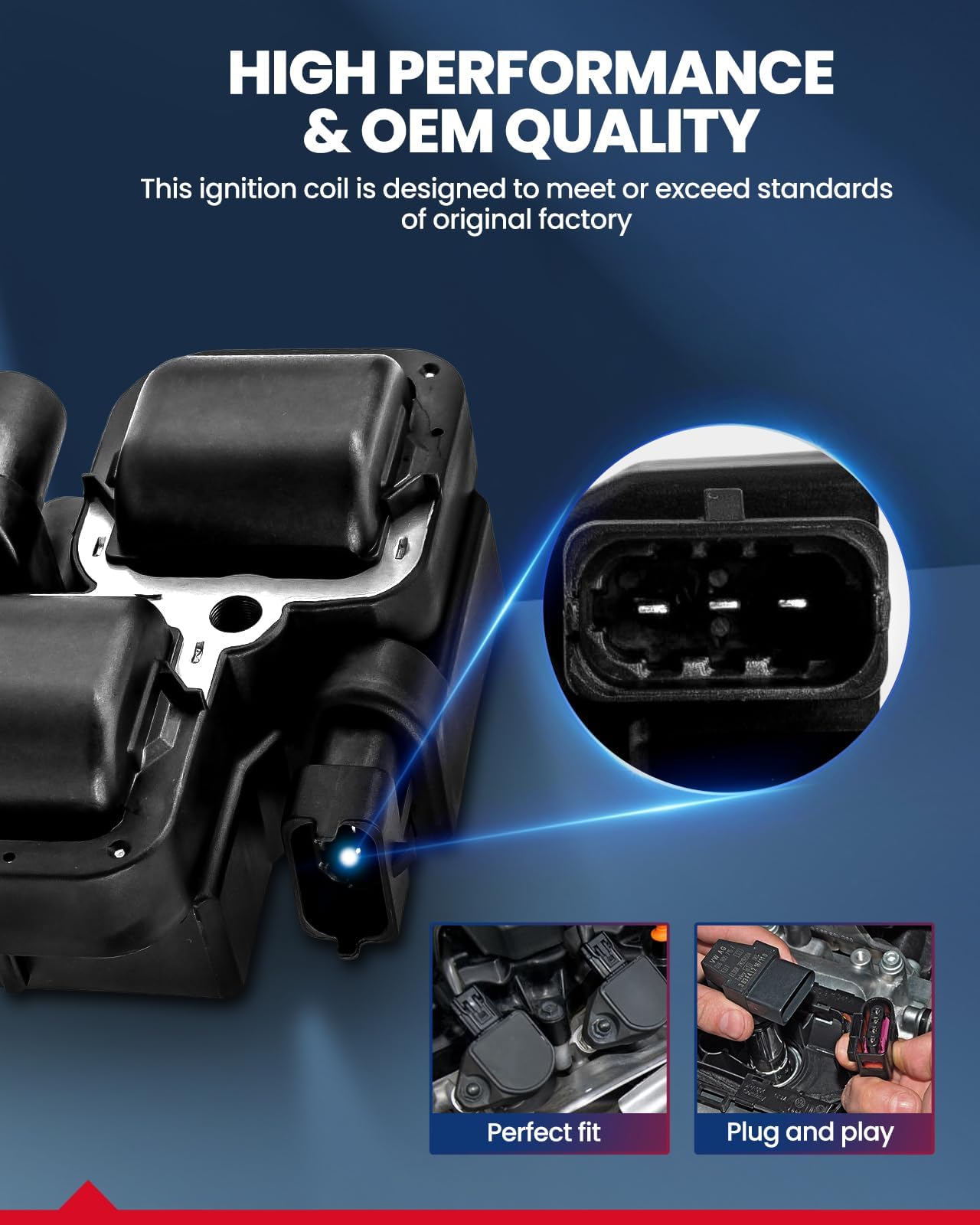 KAX UF503 Ignition Coil 1 Packs Fit for Aveo 2004-2011,Aveo5 2007-2008,Forenza 2004-2008,Reno 2005-2008,Nubira 2000-2002,G3 2010