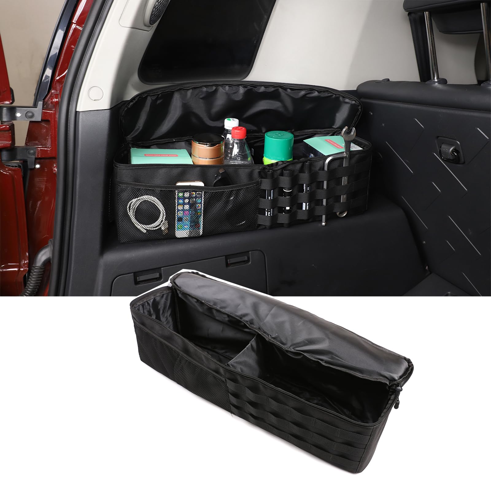 Fgtagtal Car Trunk Organizer Compatible With Toyota Fj Cruiser 2007-2021, Rear Storage Organizer Multi-Compartment Oxford Cloth 