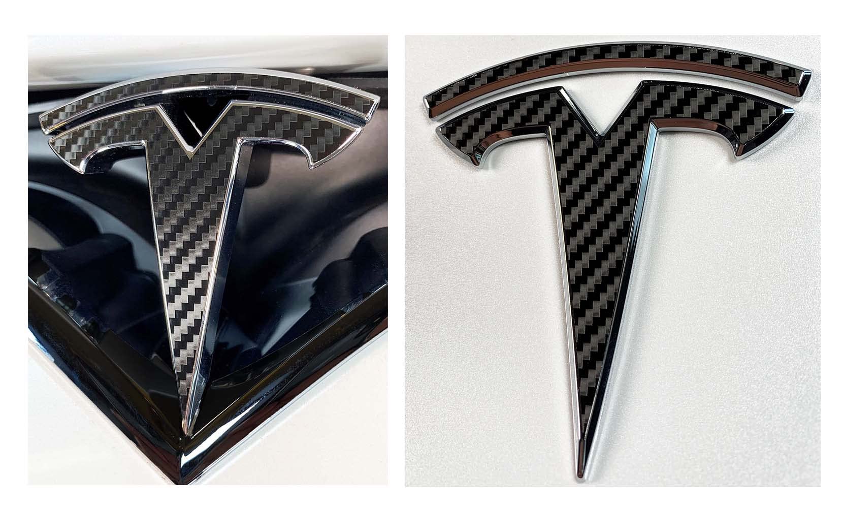 Custom Cut Graphics Logo Decal Wrap For Tesla Model X, 4 Pc-Set (Carbon Fiber Black)