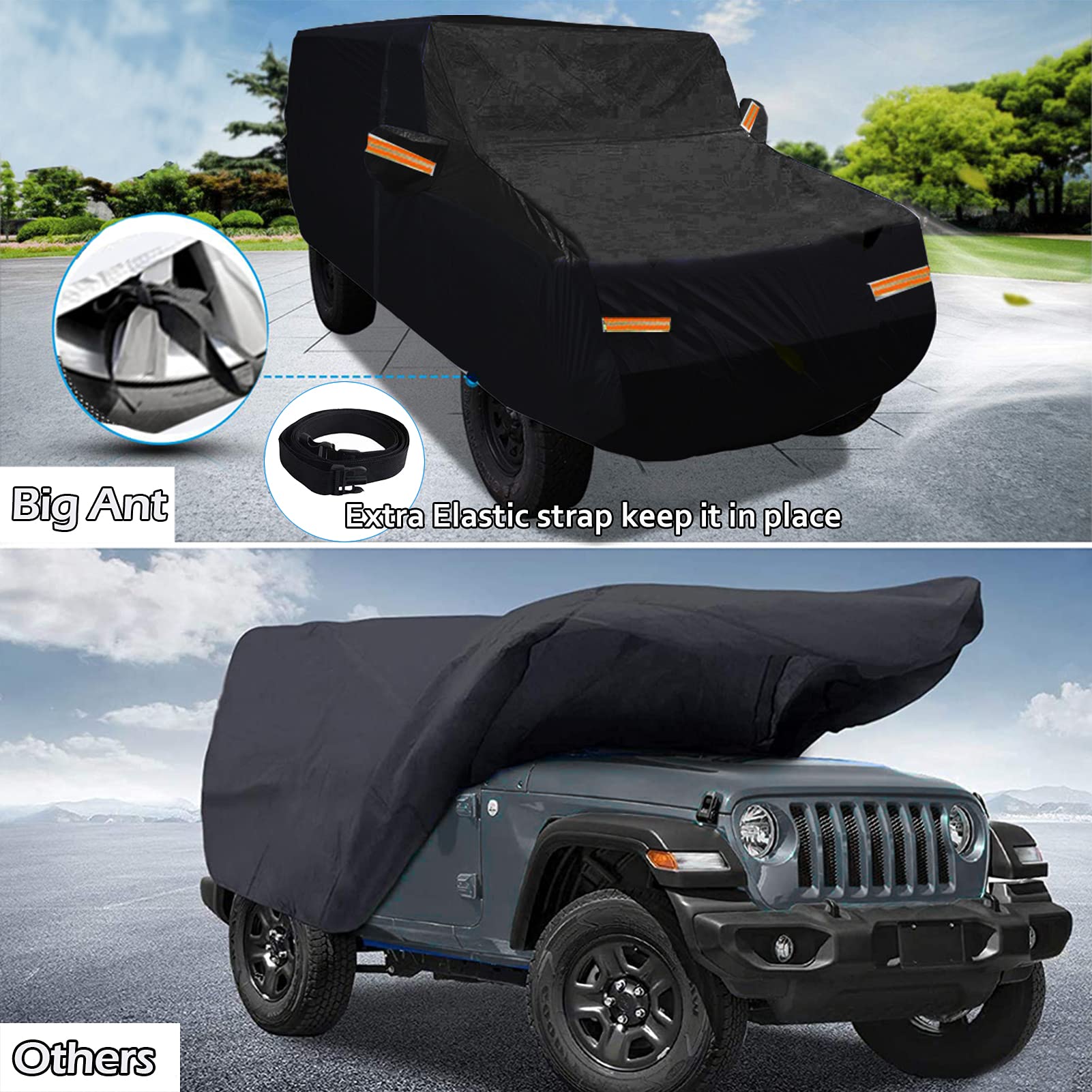 Big Ant Car Cover Custom Fits For Jeep Wrangler 4 Door Jk Unlimited Sport/Sahara/Rubicon Waterproof All Weather With Drive Door