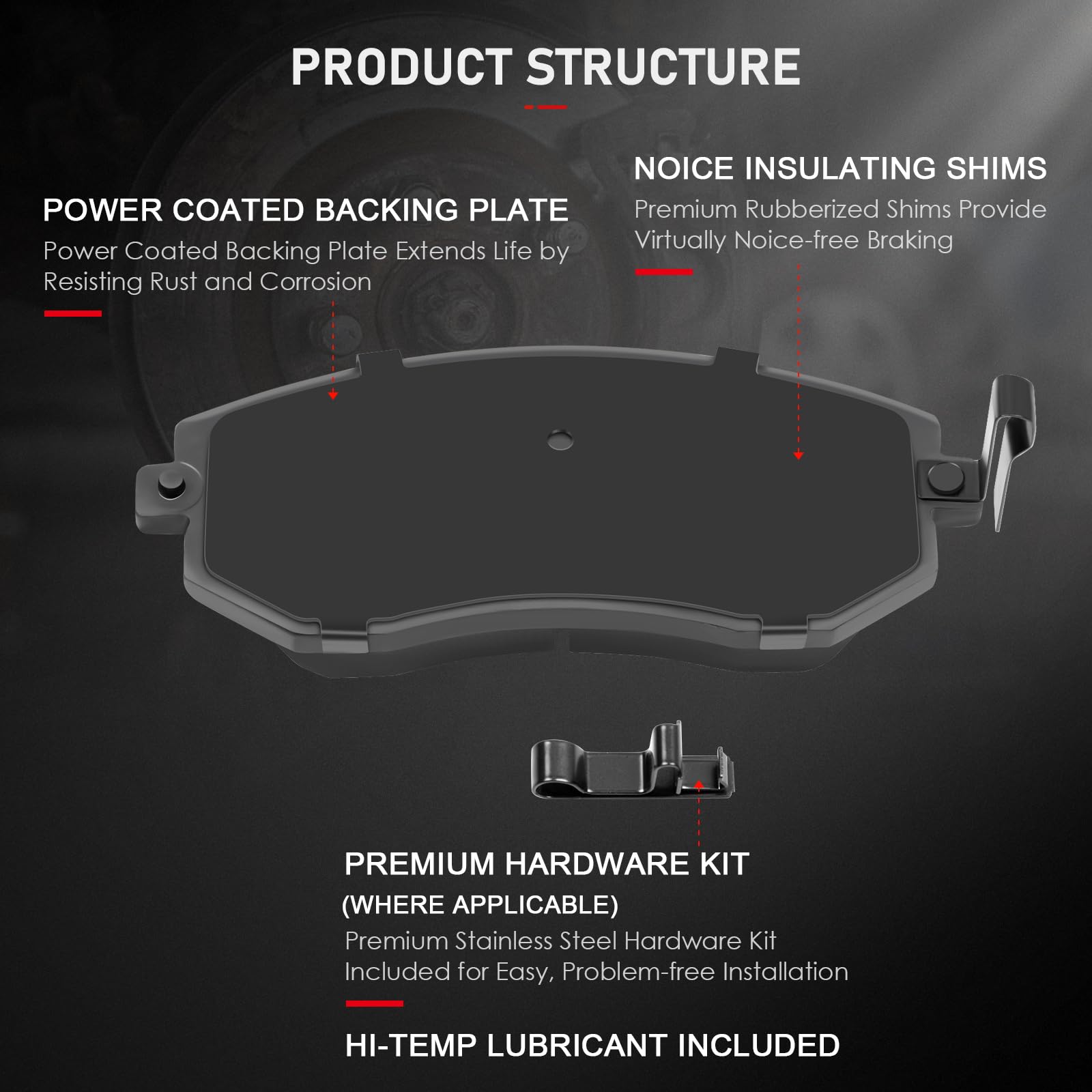 Cciyu D1004 D929 Front Rear Ceramic Brake Pads Kits 8Pcs Fit For 2005-2006 For Saab 9-2X,2004-2008 For Subaru Forester,2003-2007