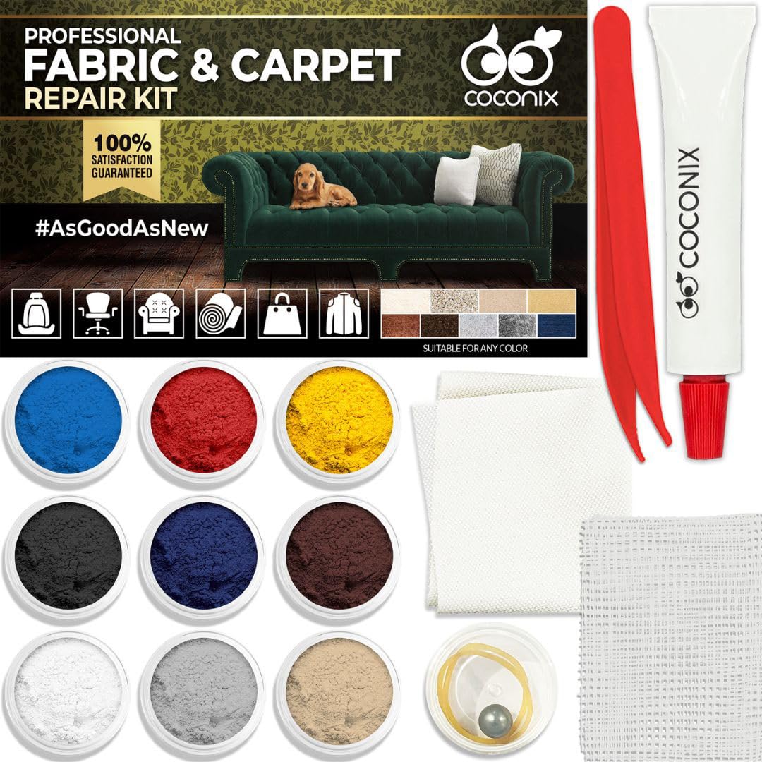 Coconix Fabric And Carpet Repair Kit - Repairer Of Your Car Seat, Couch, Furniture, Upholstery Or Jacket - Fixes Cigarette Burn 