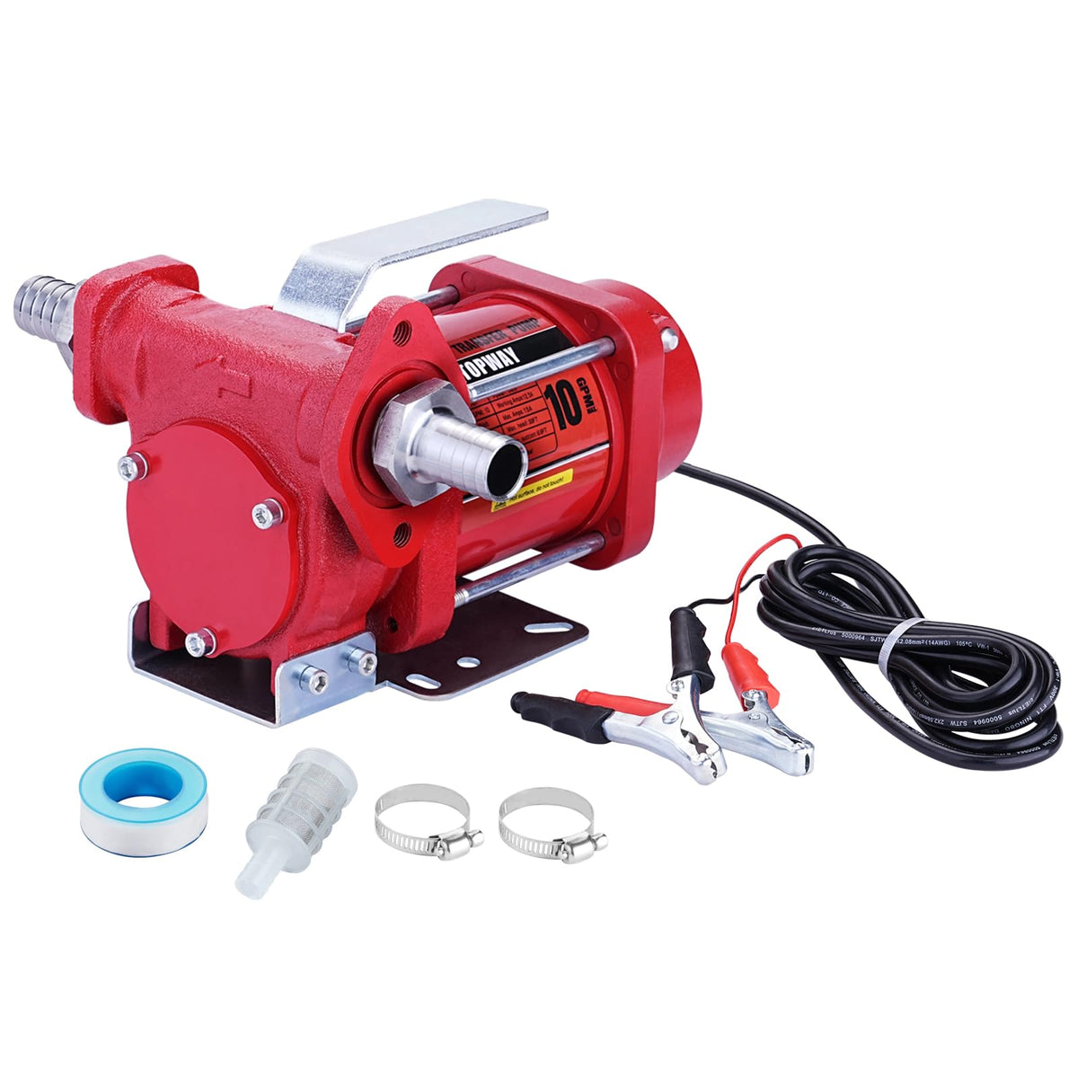 Topway 12V Dc Gasoline Fuel Pump 10Gpm Self-Priming Oil Transfer Pump With Handle, Overheat Protection, Explosion-Proof, Built-I