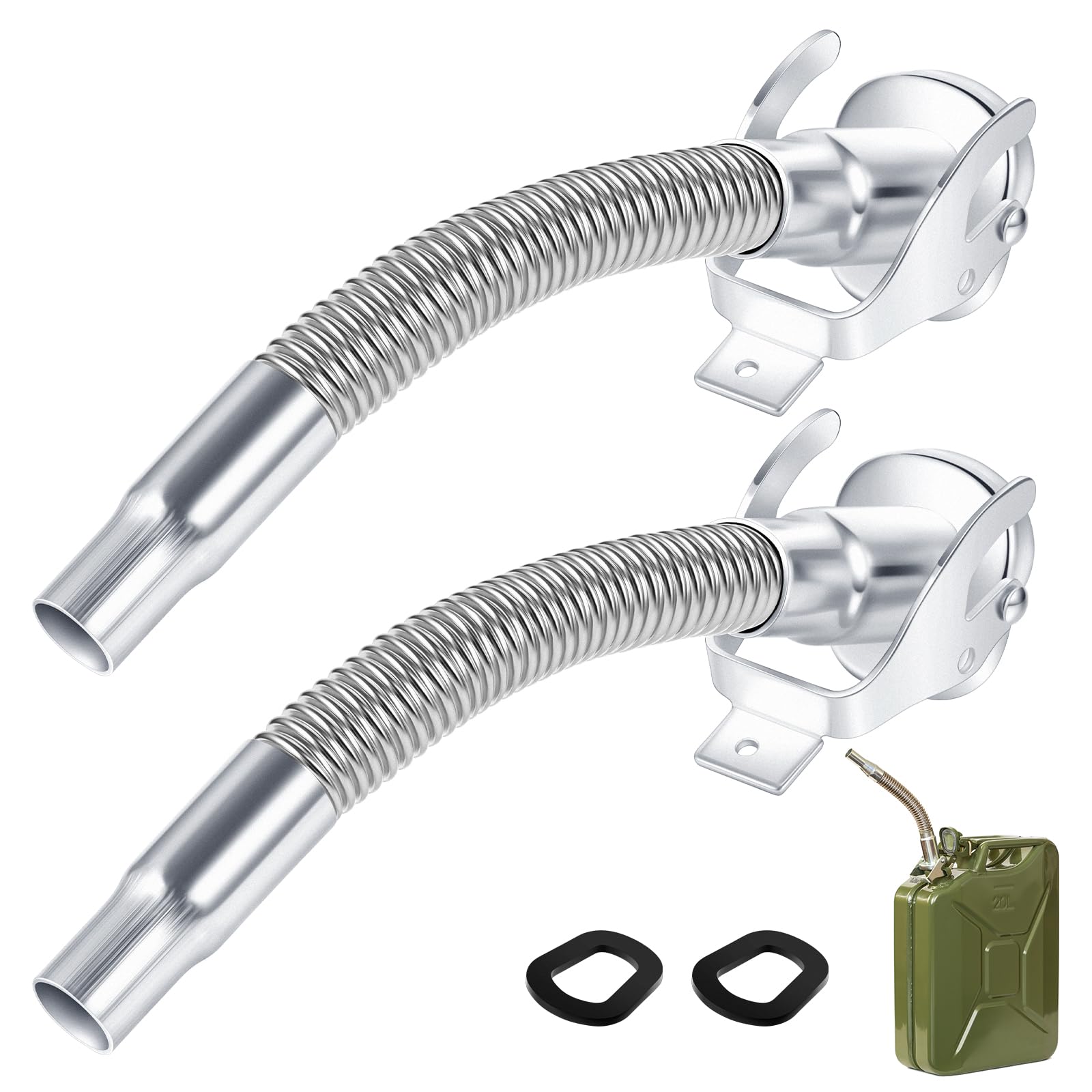 BBTO 2 Pcs Flexible Jerry Can Spout Stainless Steel Long Nose Spout Replacement Compatible with Wavian Jerry Can