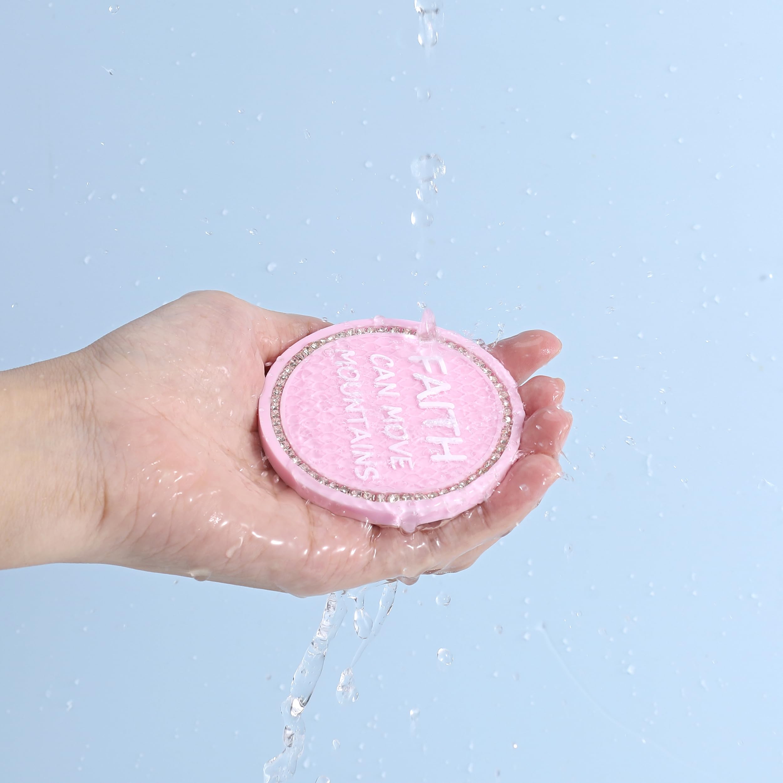 2 Pack Bling Car Cup Holders Universal, 2.75 Inch Silicone Anti Slip Cup Coaster Embedded In Ornaments Coaster, Crystal Rhinesto