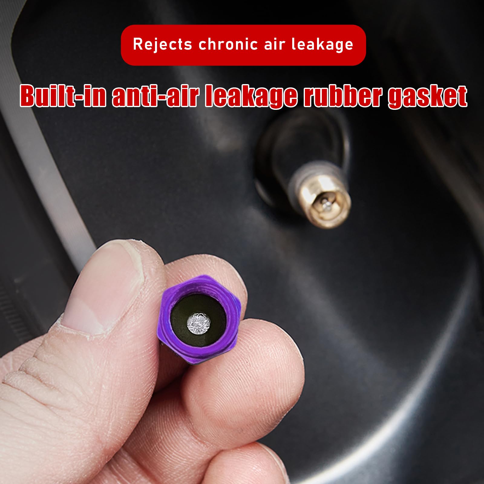 Ziciner 8 Pcs Car Tire Valve Stem Caps, Aluminum Alloy Wheel Valve Covers With Rubber O-Ring, Corrosion Resistant Leak-Proof Tir